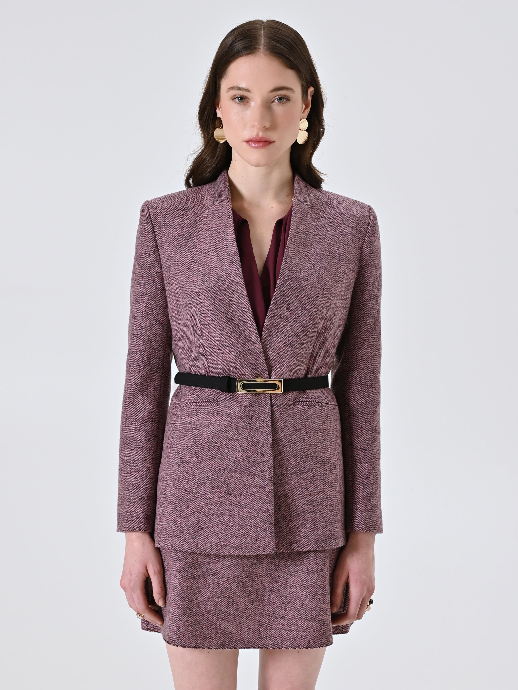 Pink Herringbone Coat