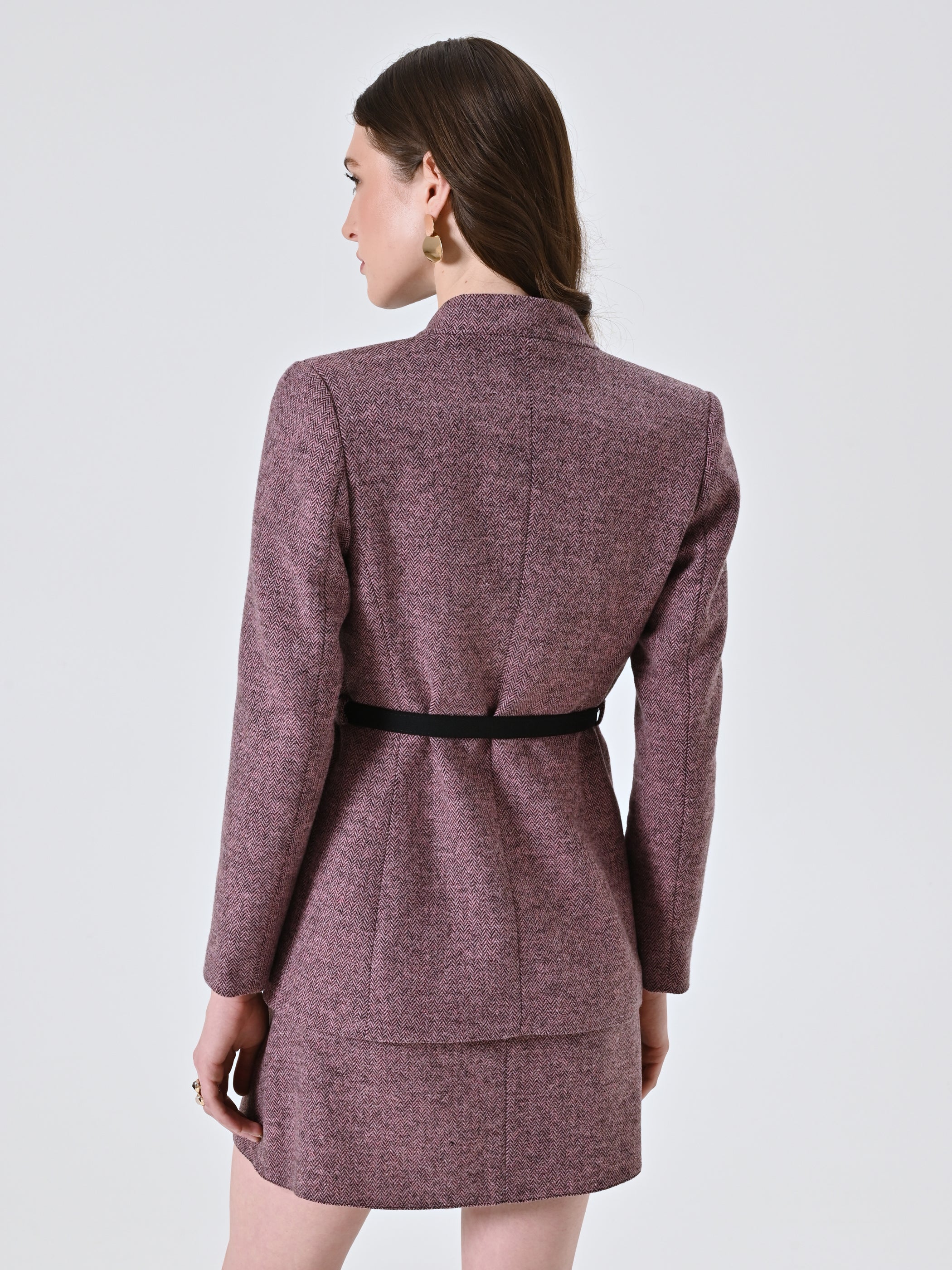 Pink Herringbone Coat
