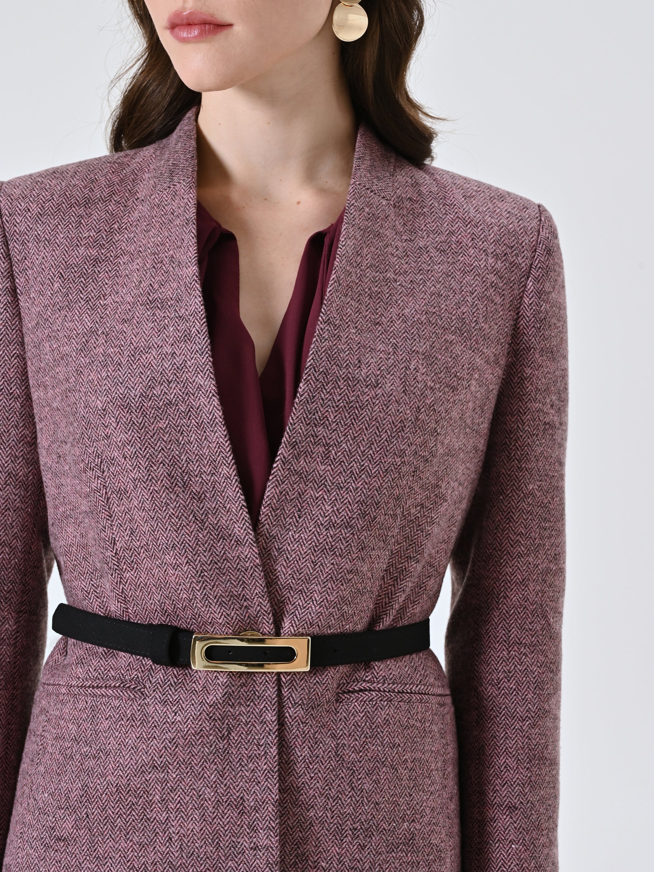 Pink Herringbone Coat