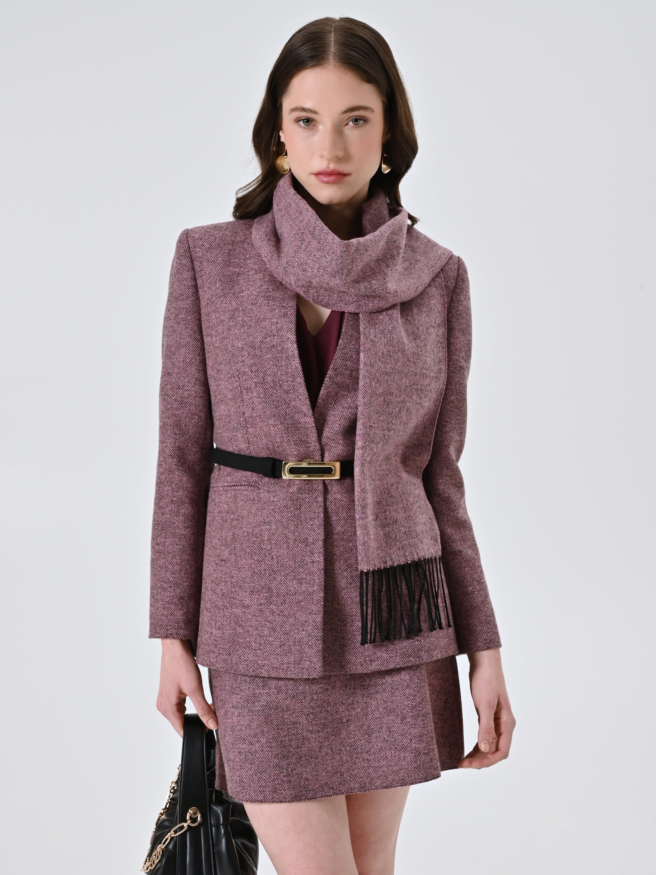 Pink Herringbone Coat