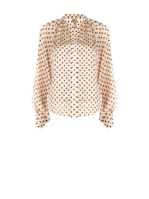 Polka-Dot Flowy Blouse