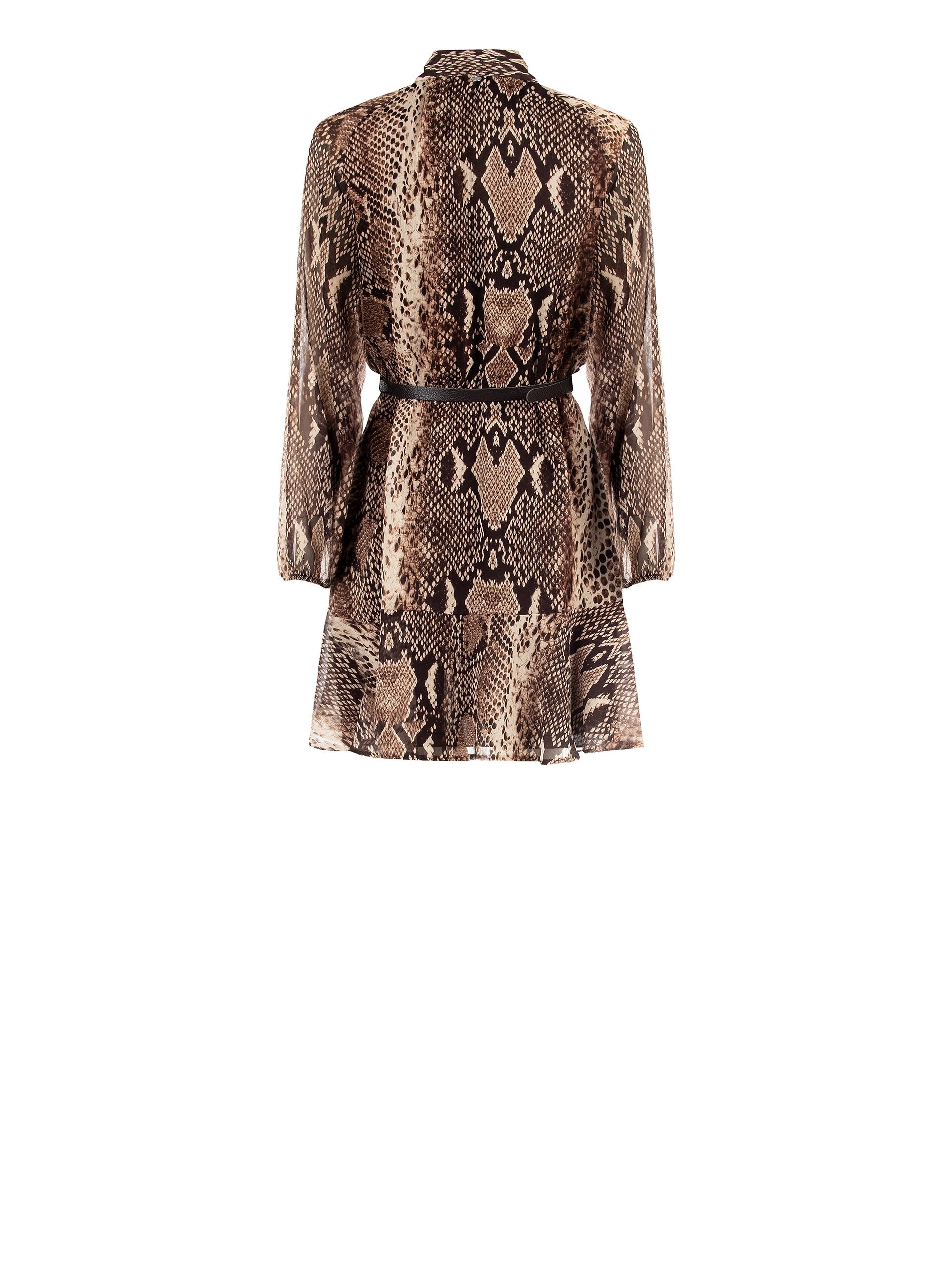 Snake-Print Dress with Tie