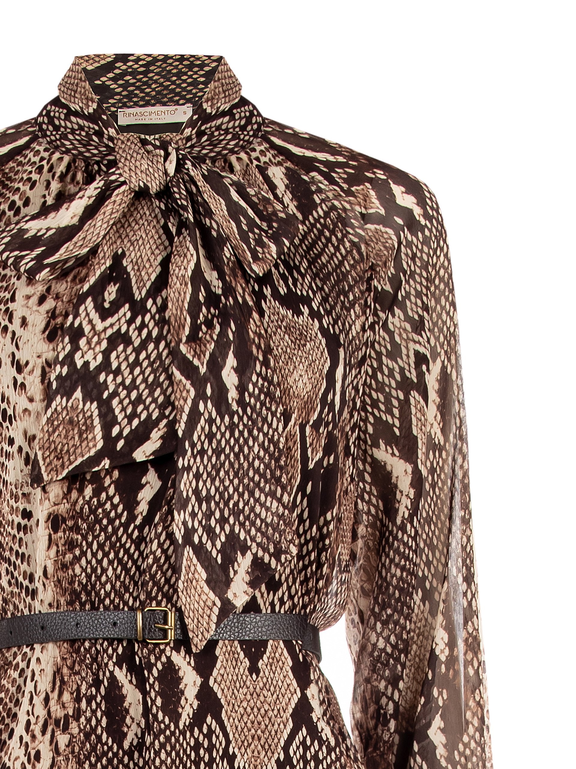 Snake-Print Dress with Tie