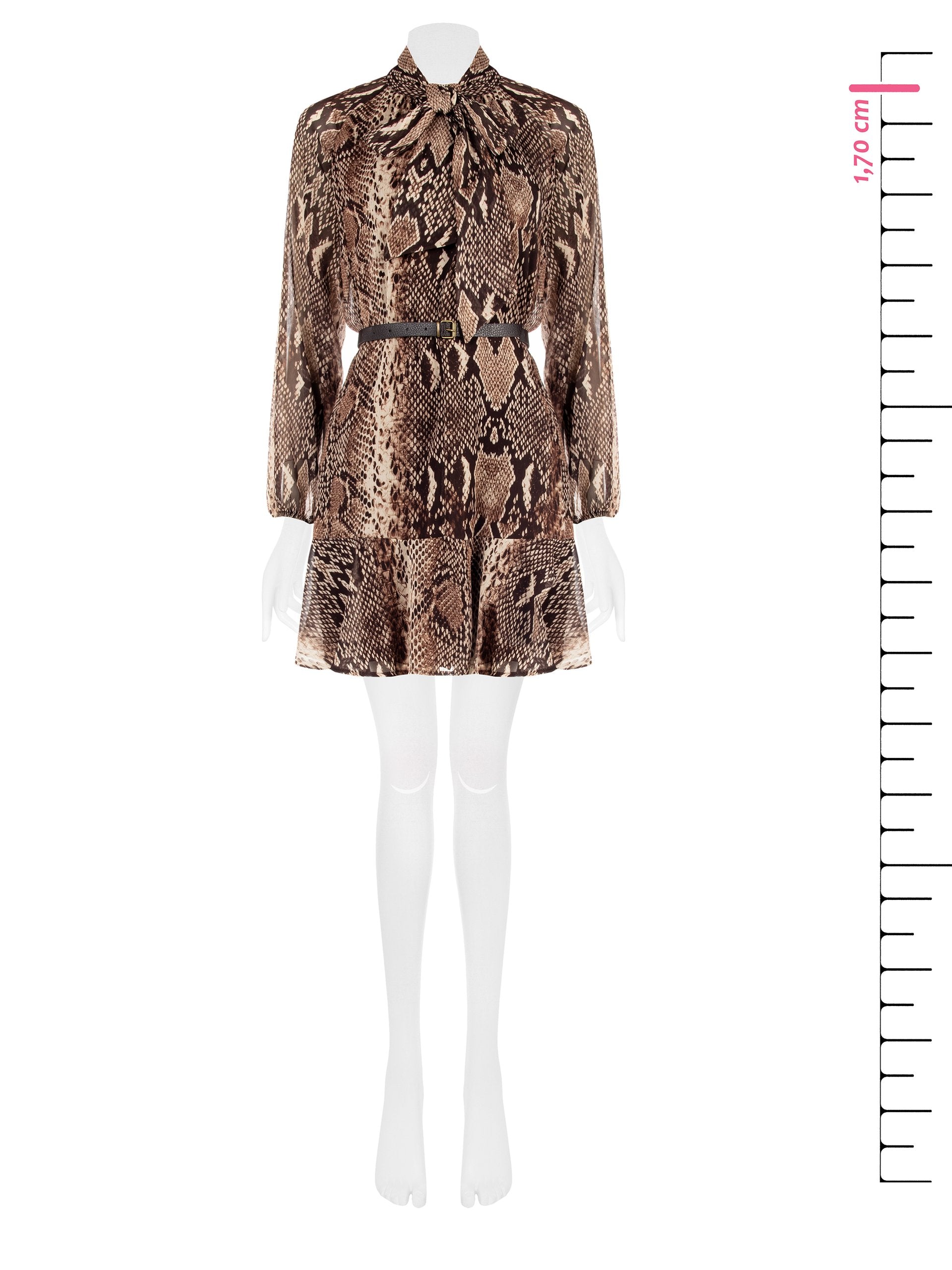 Snake-Print Dress with Tie