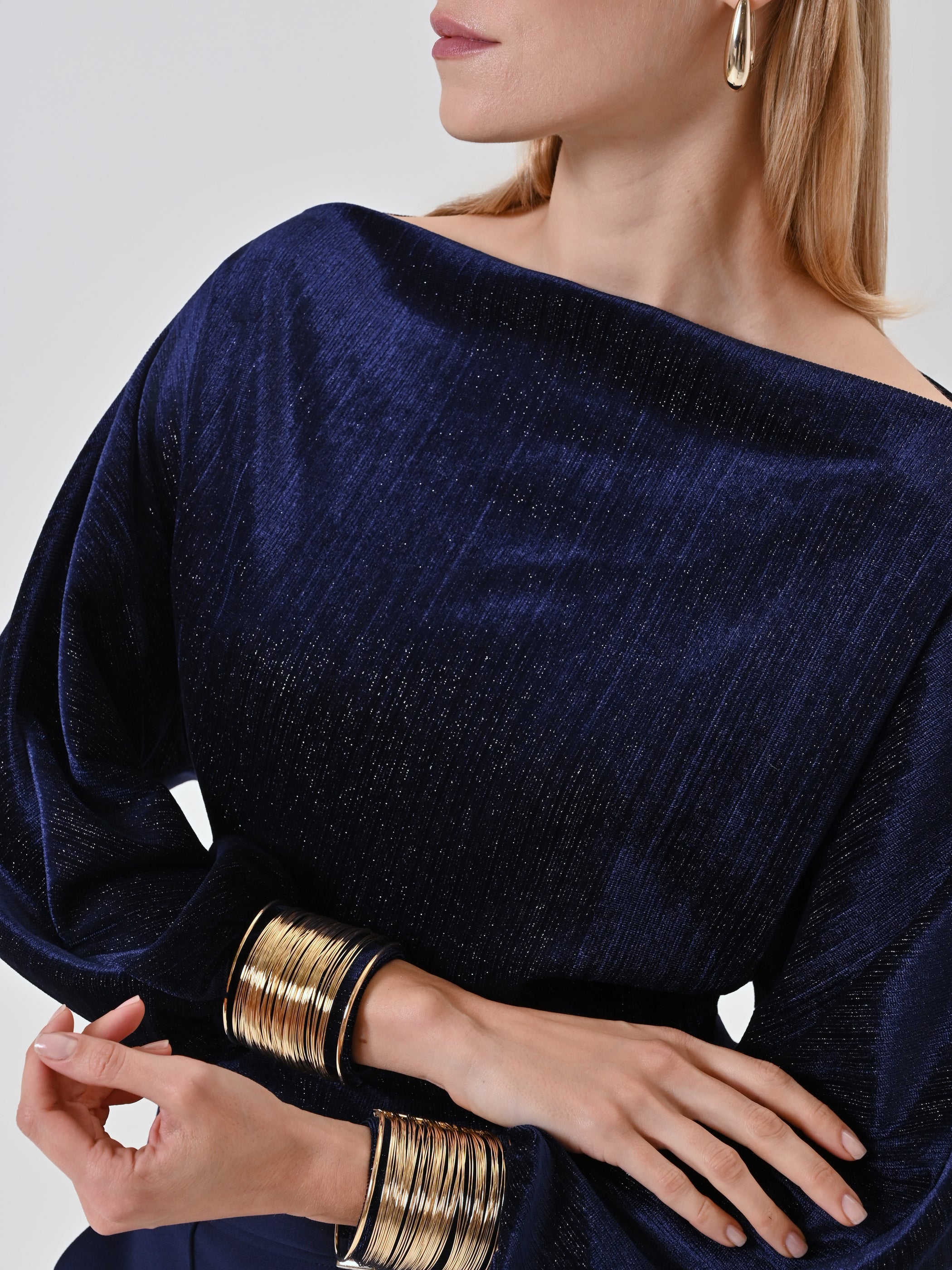 Chemisier en lurex à manches bouffantes