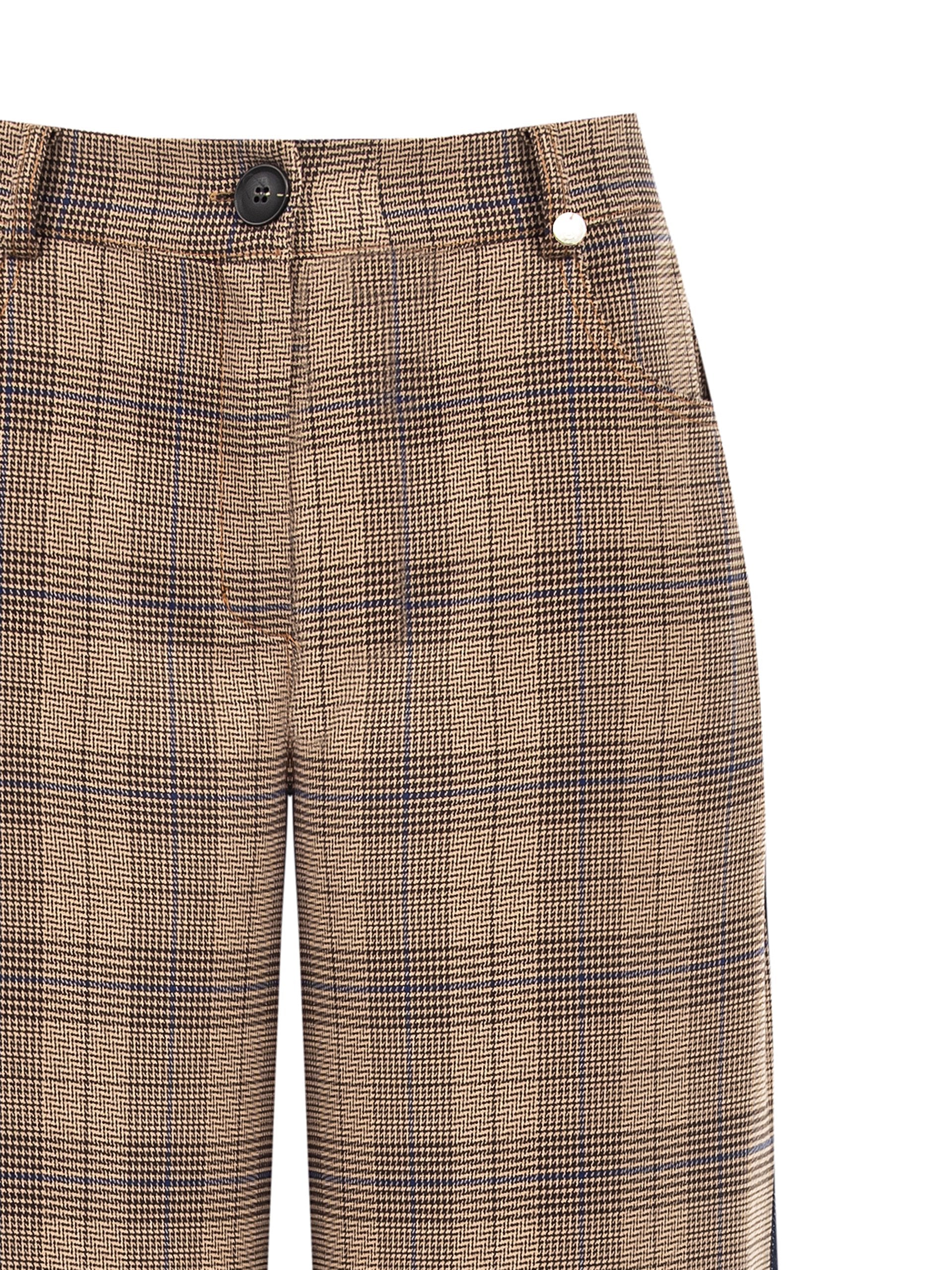 Plaid and Denim Palazzo Trousers