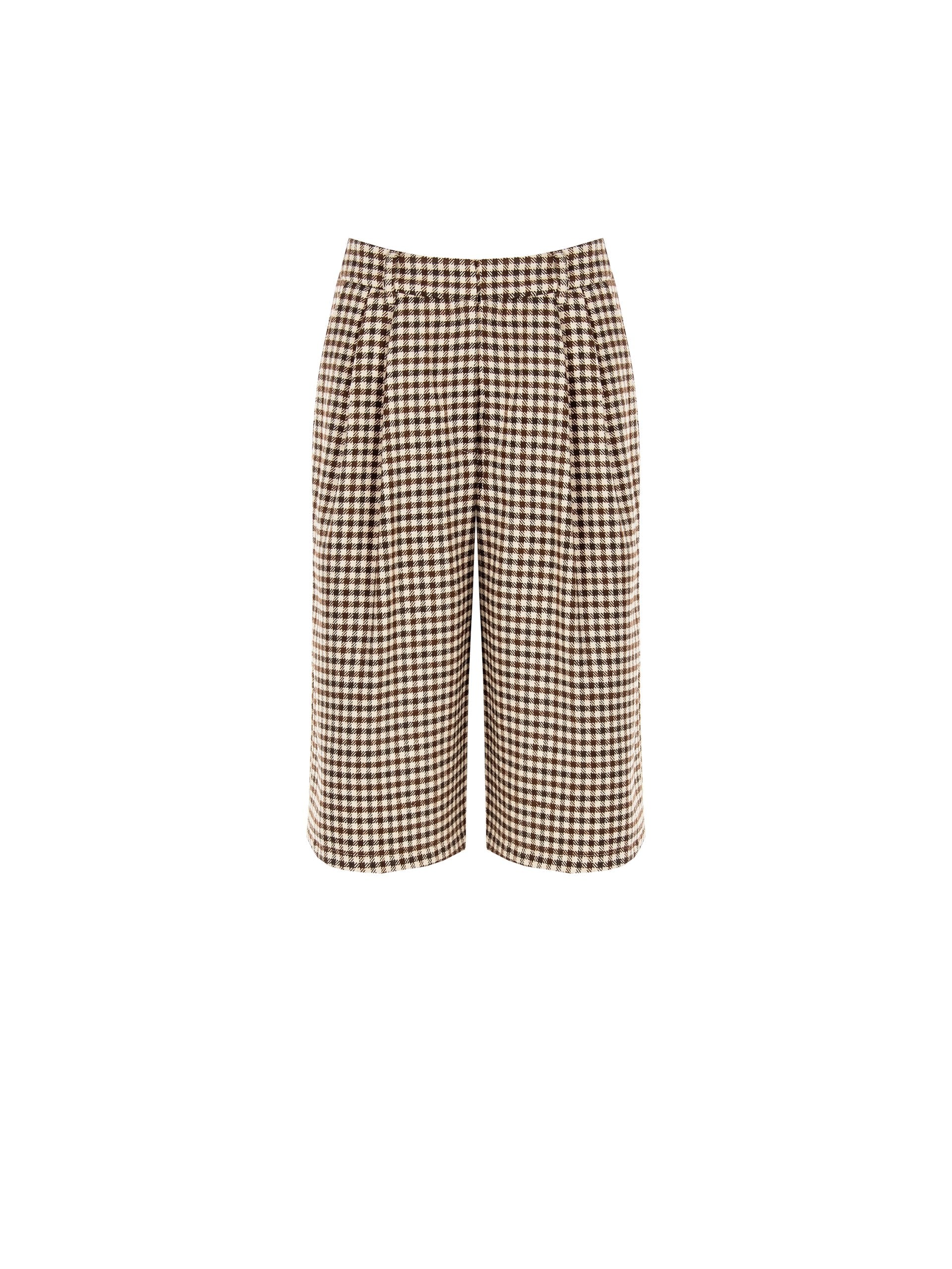 Checked Wide-Leg Culotte Shorts