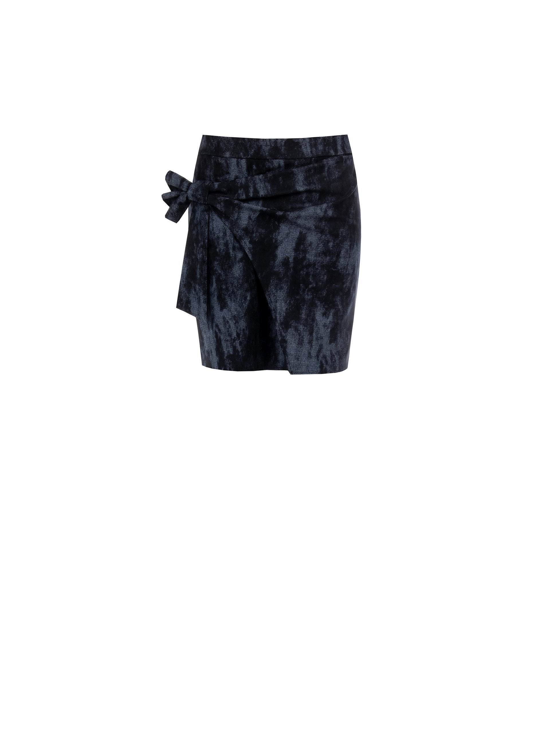 Velvet Wrap Mini Skirt with Side Bow