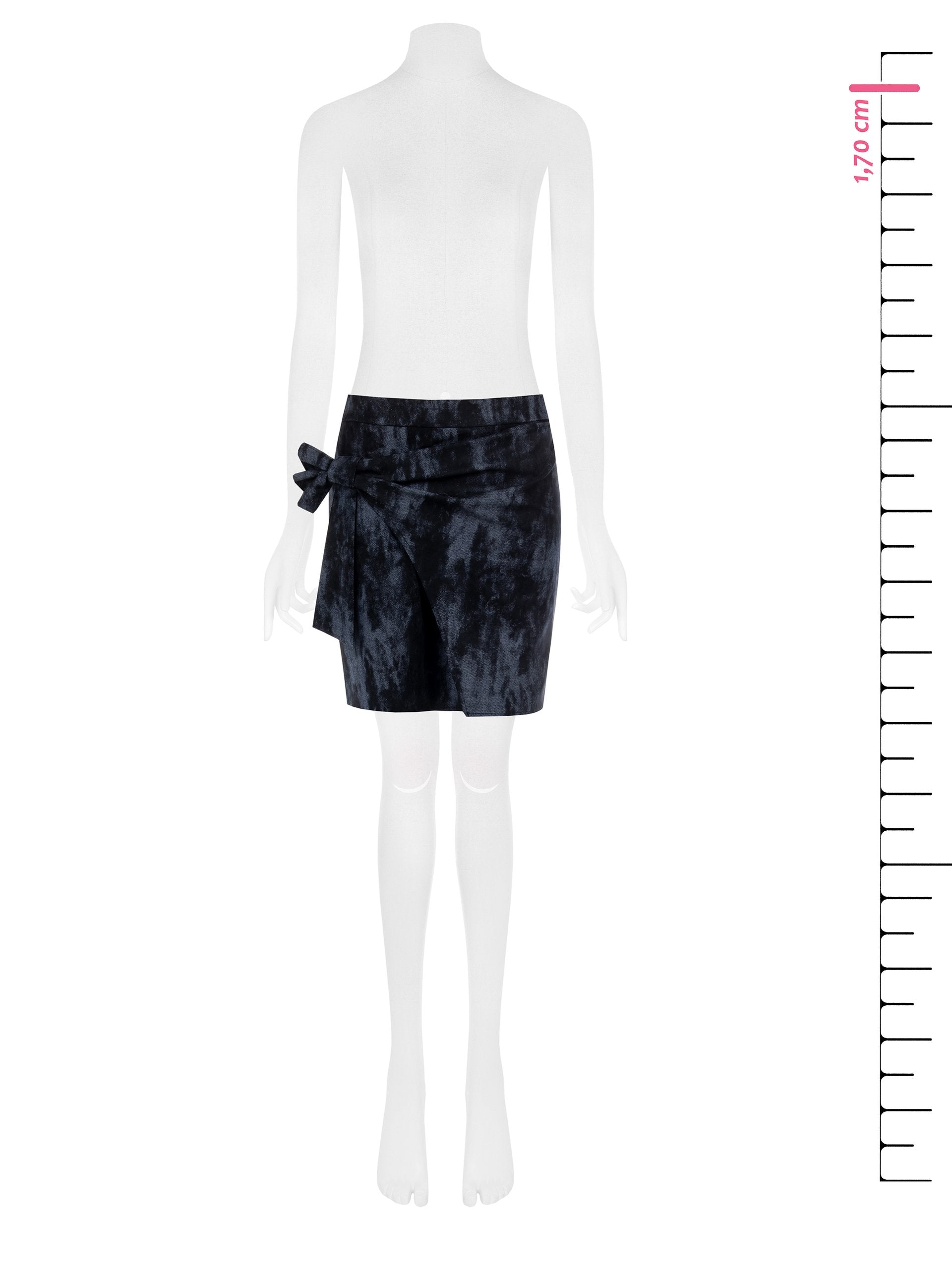Velvet Wrap Mini Skirt with Side Bow