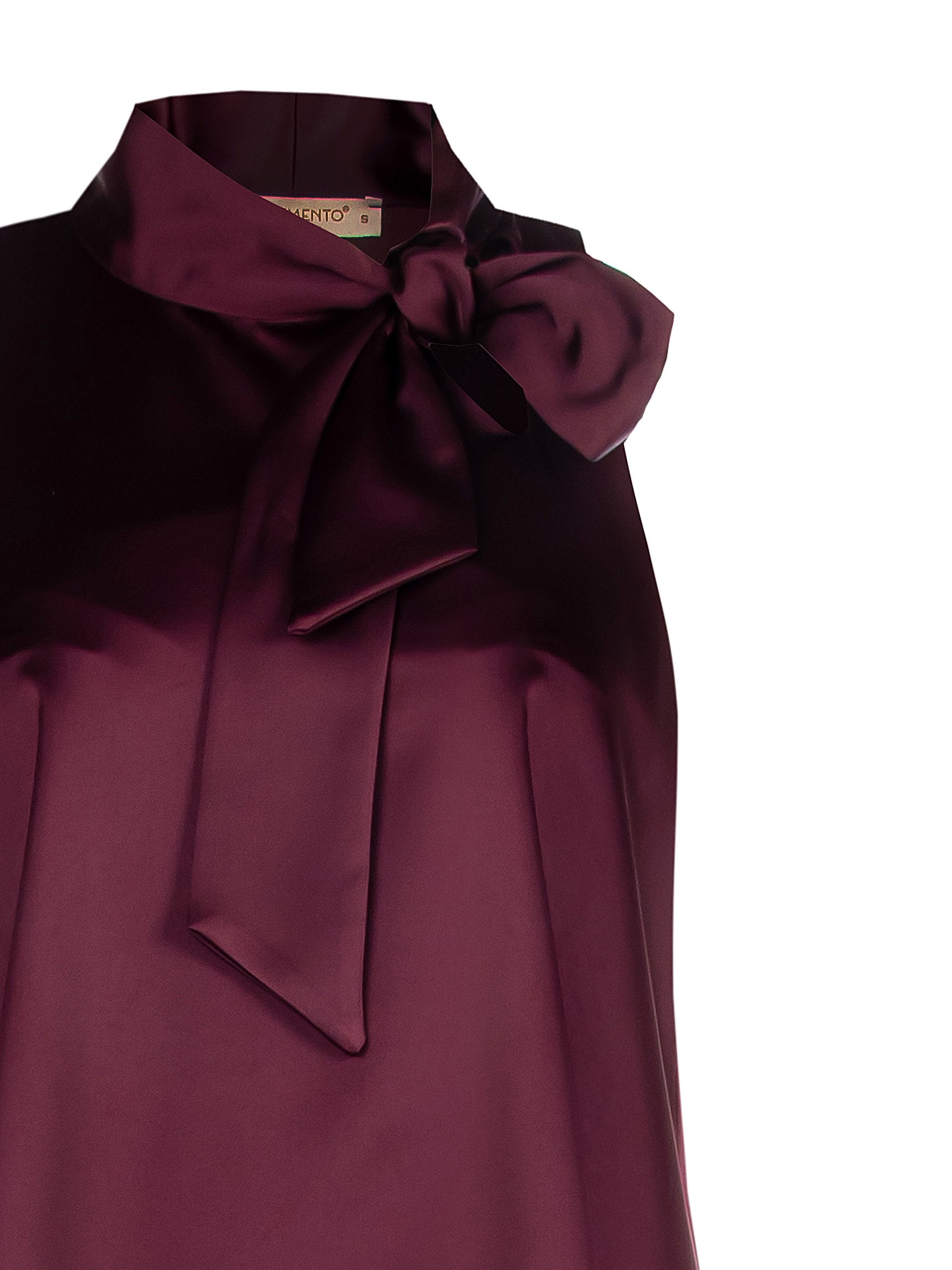 Bordeaux Satin Bow Dress
