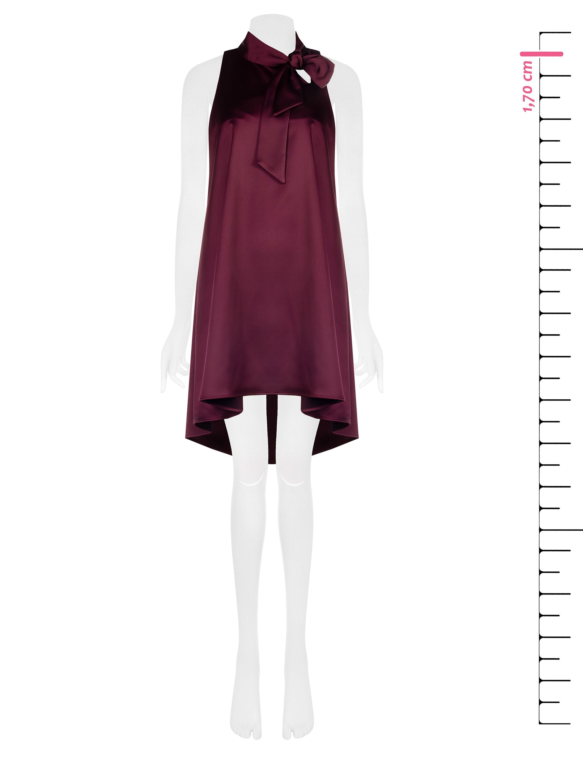 Bordeaux Satin Bow Dress
