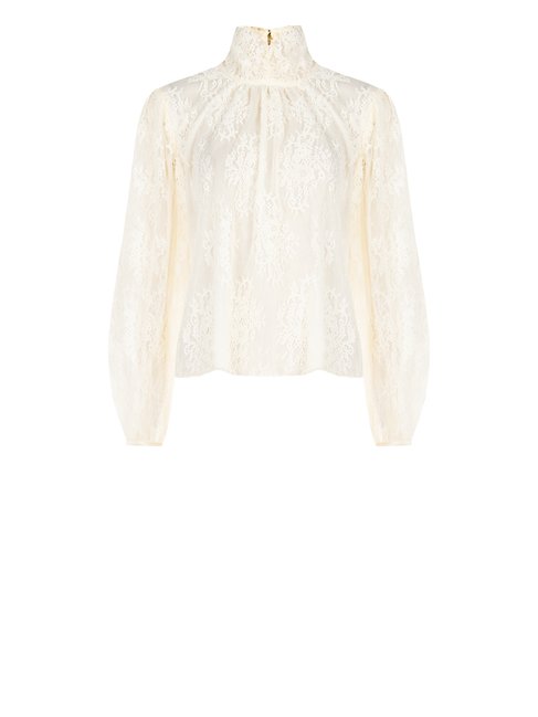 Chemisier en dentelle à col montant