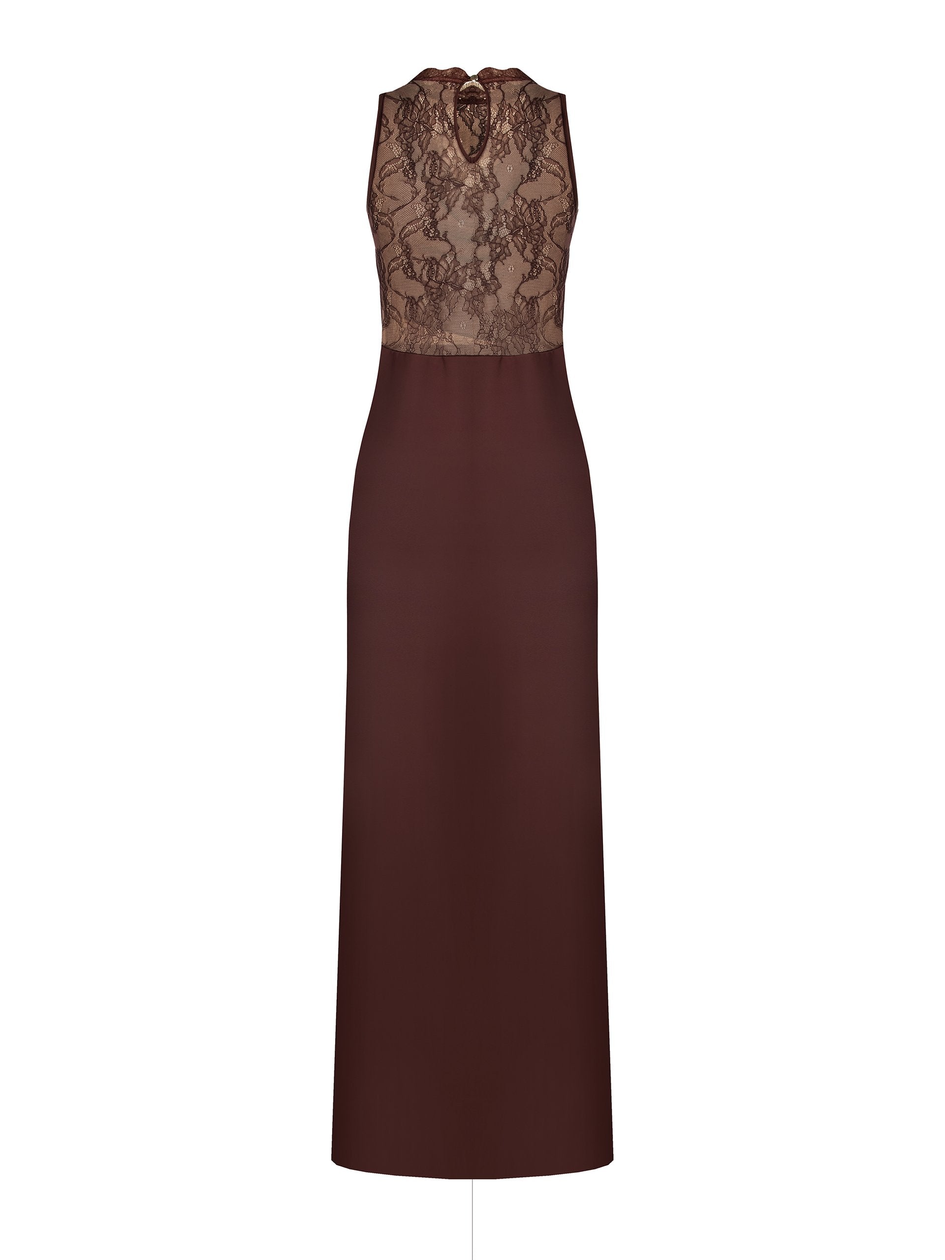 Robe longue drapée en dentelle