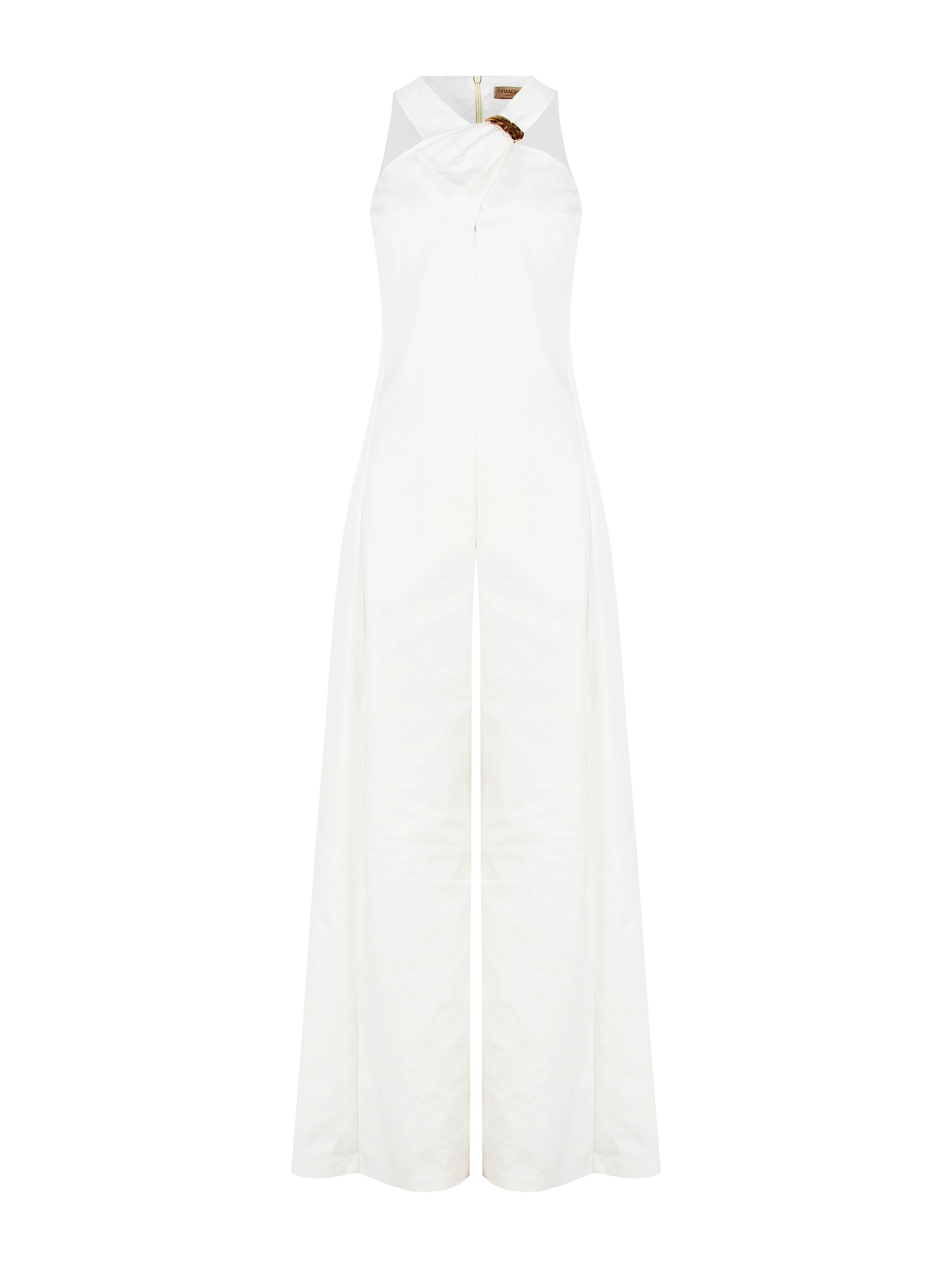 Robe longue ivoire à découpes Halo