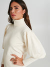 Turtleneck sweater with puff sleeves