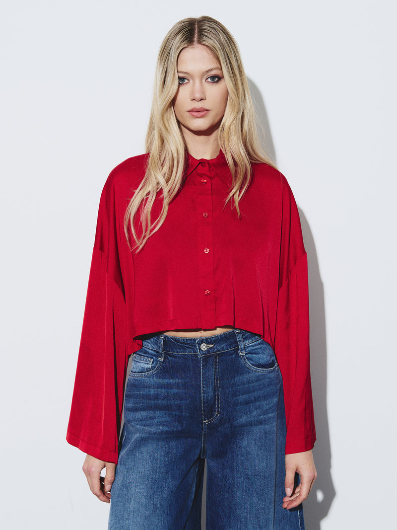 Crop satin blouse