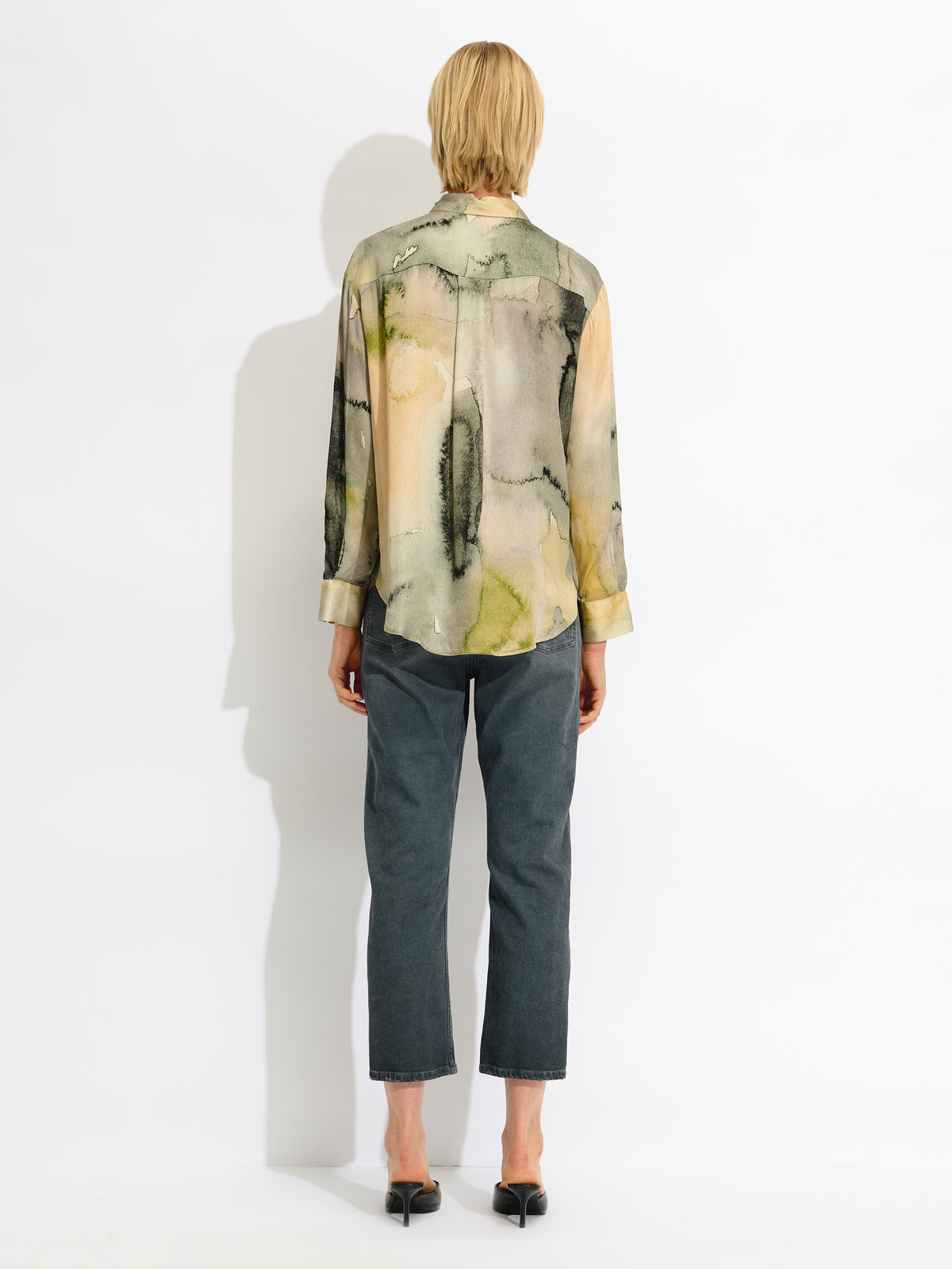 Abstract Satin Blouse