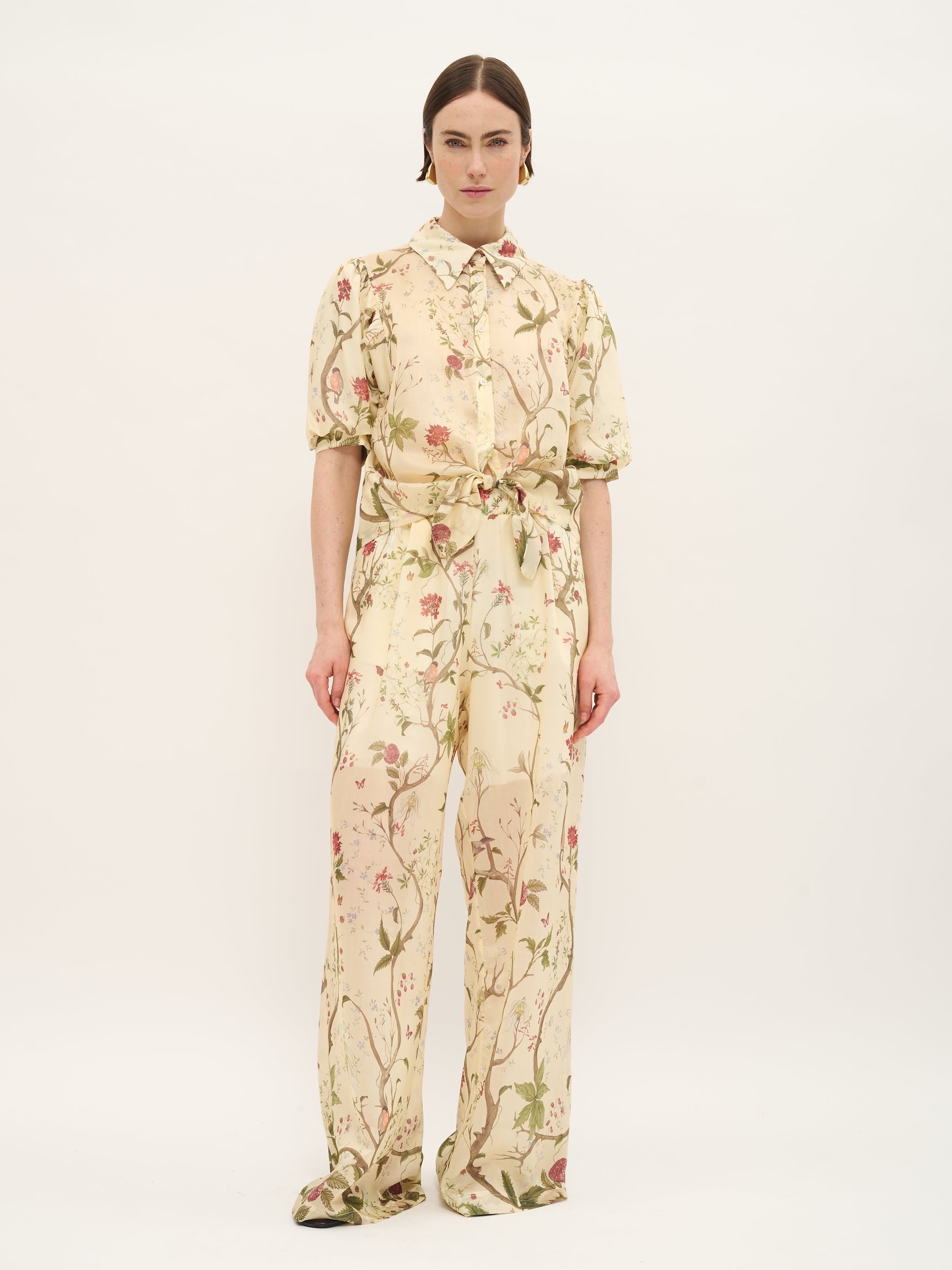 Botanical Print Viscose Trousers