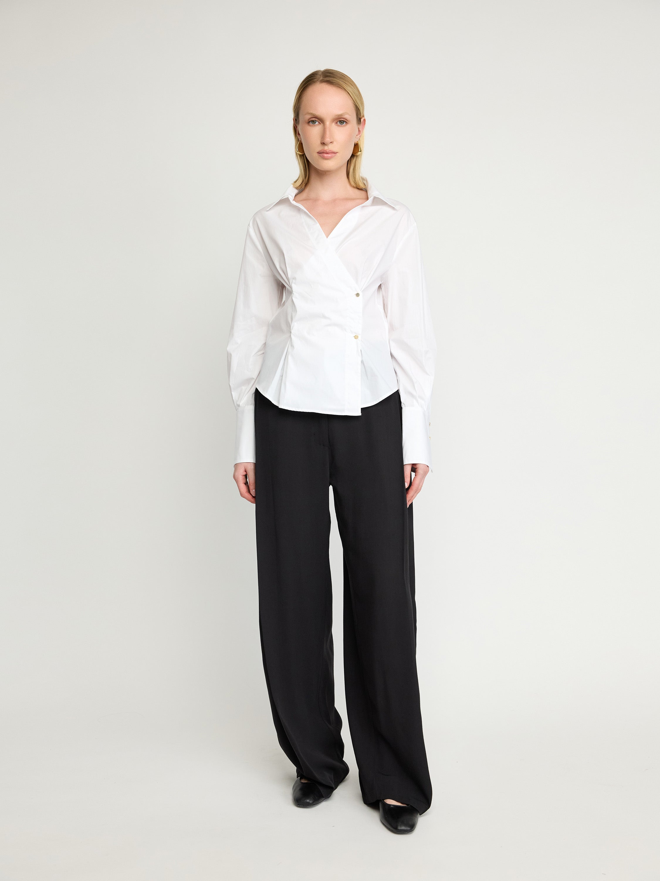 Wrap-Effect Cotton Shirt