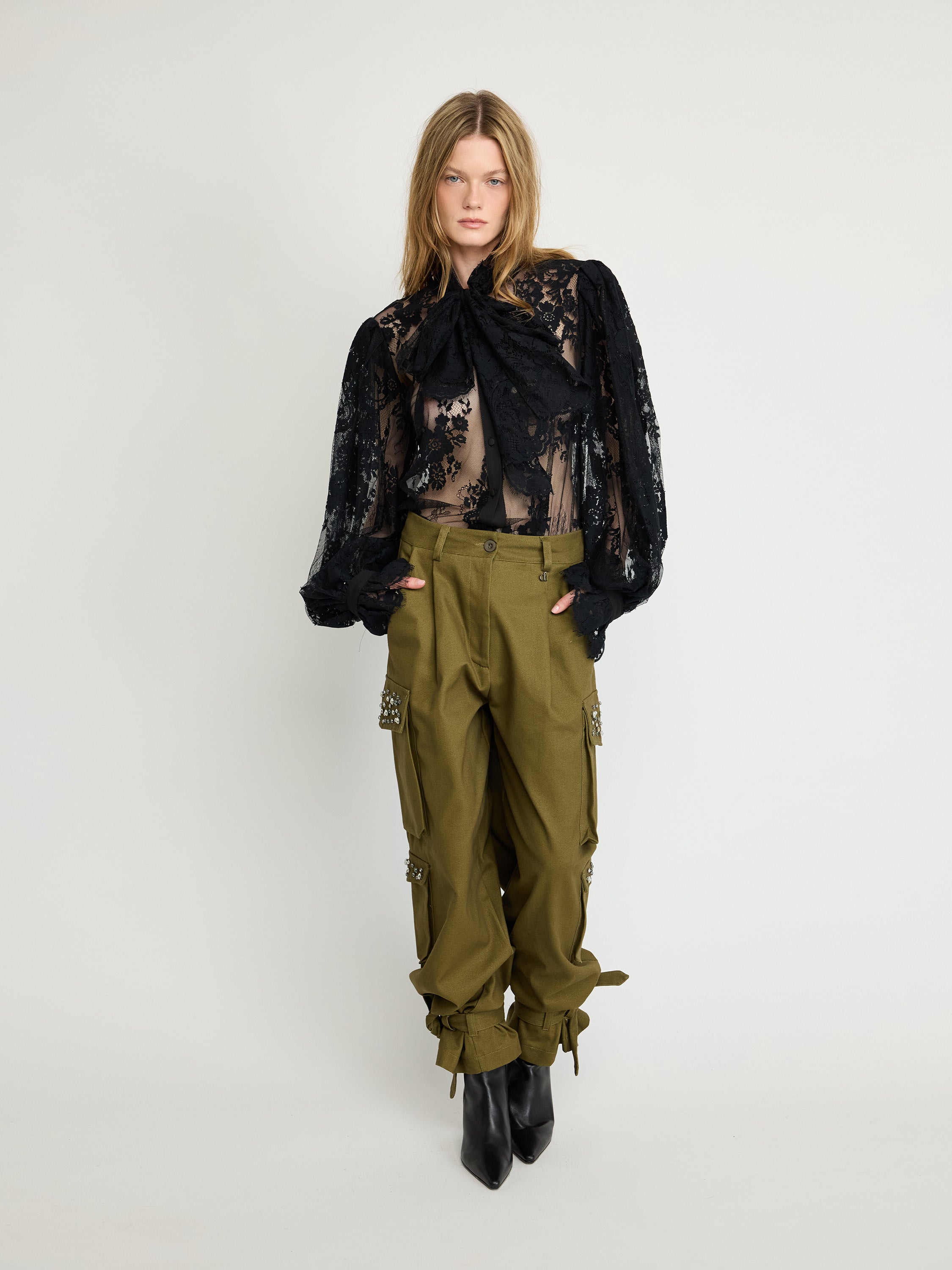 Embellished Cargo Pants