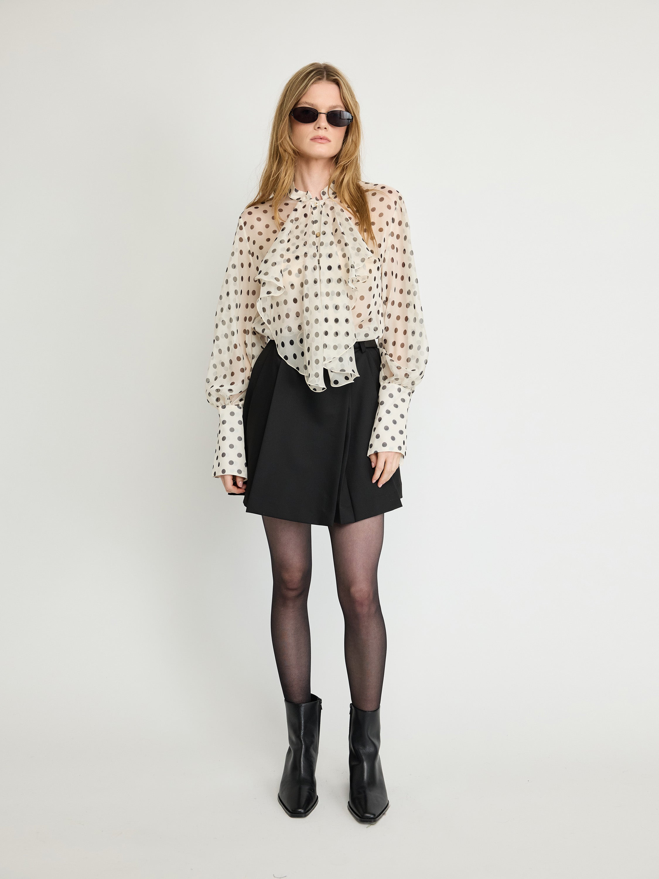 Polka Dot Ruffle Blouse