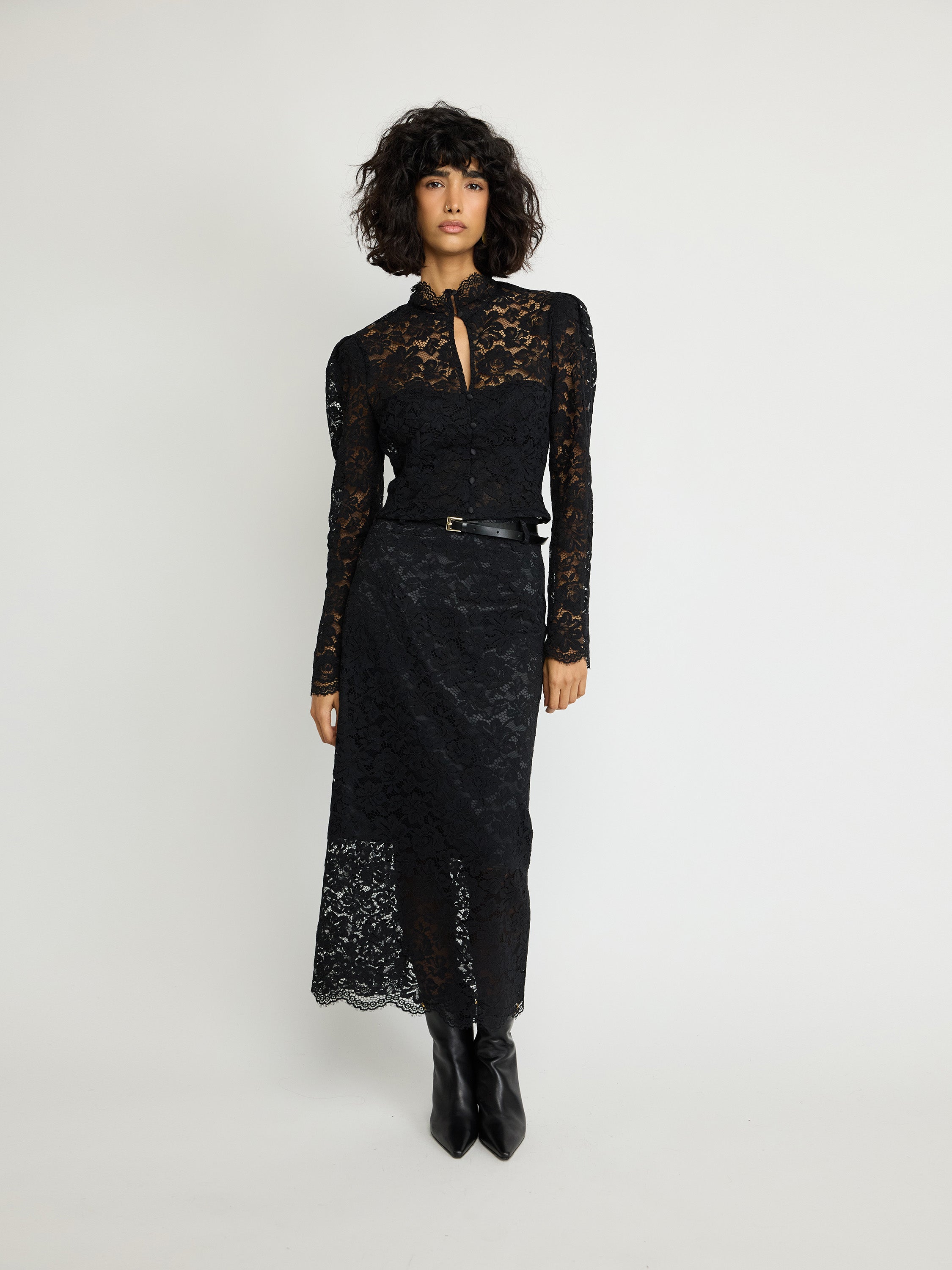 High-Neck Lace Blouse