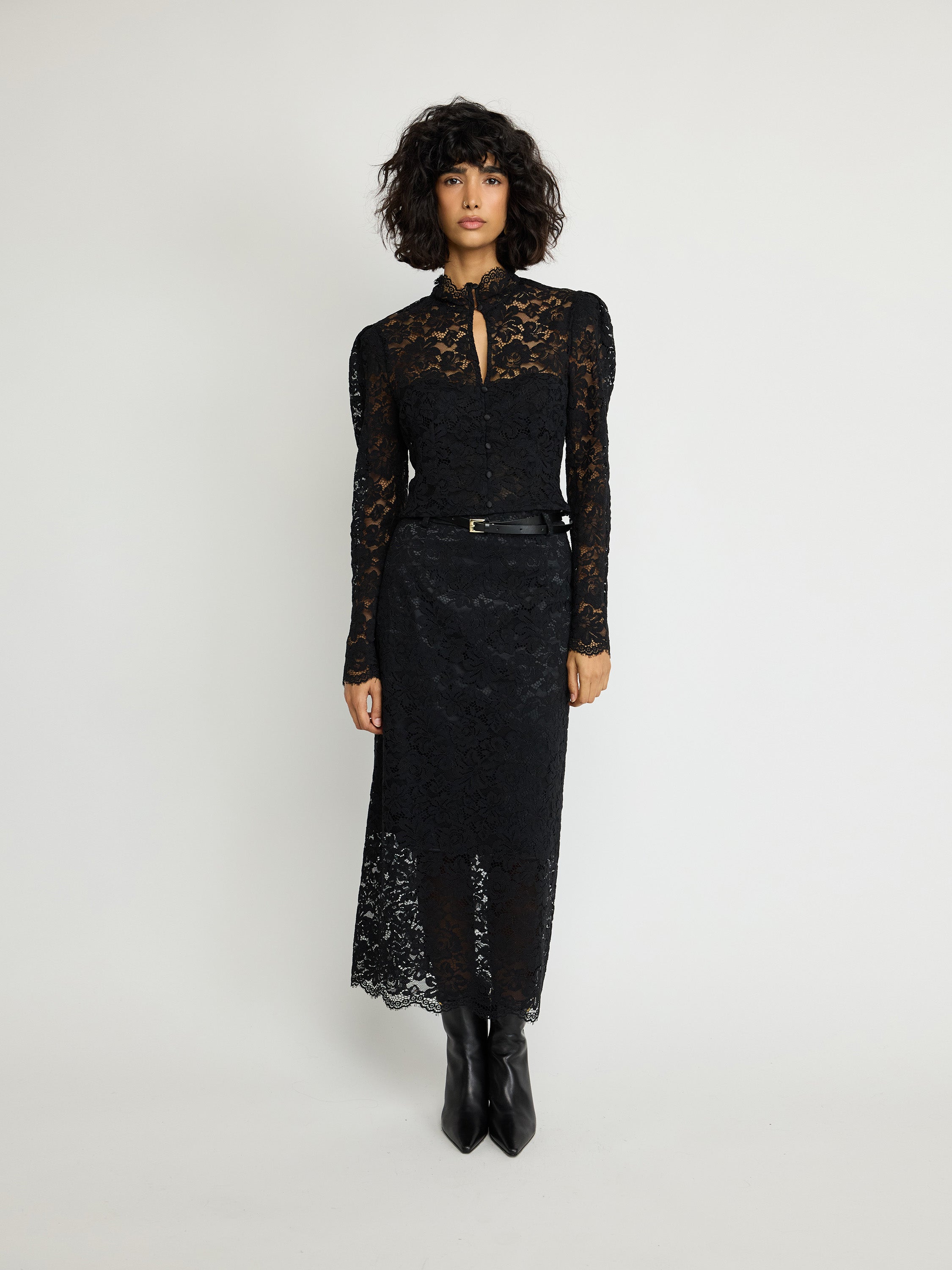 Lace Midi Pencil Skirt