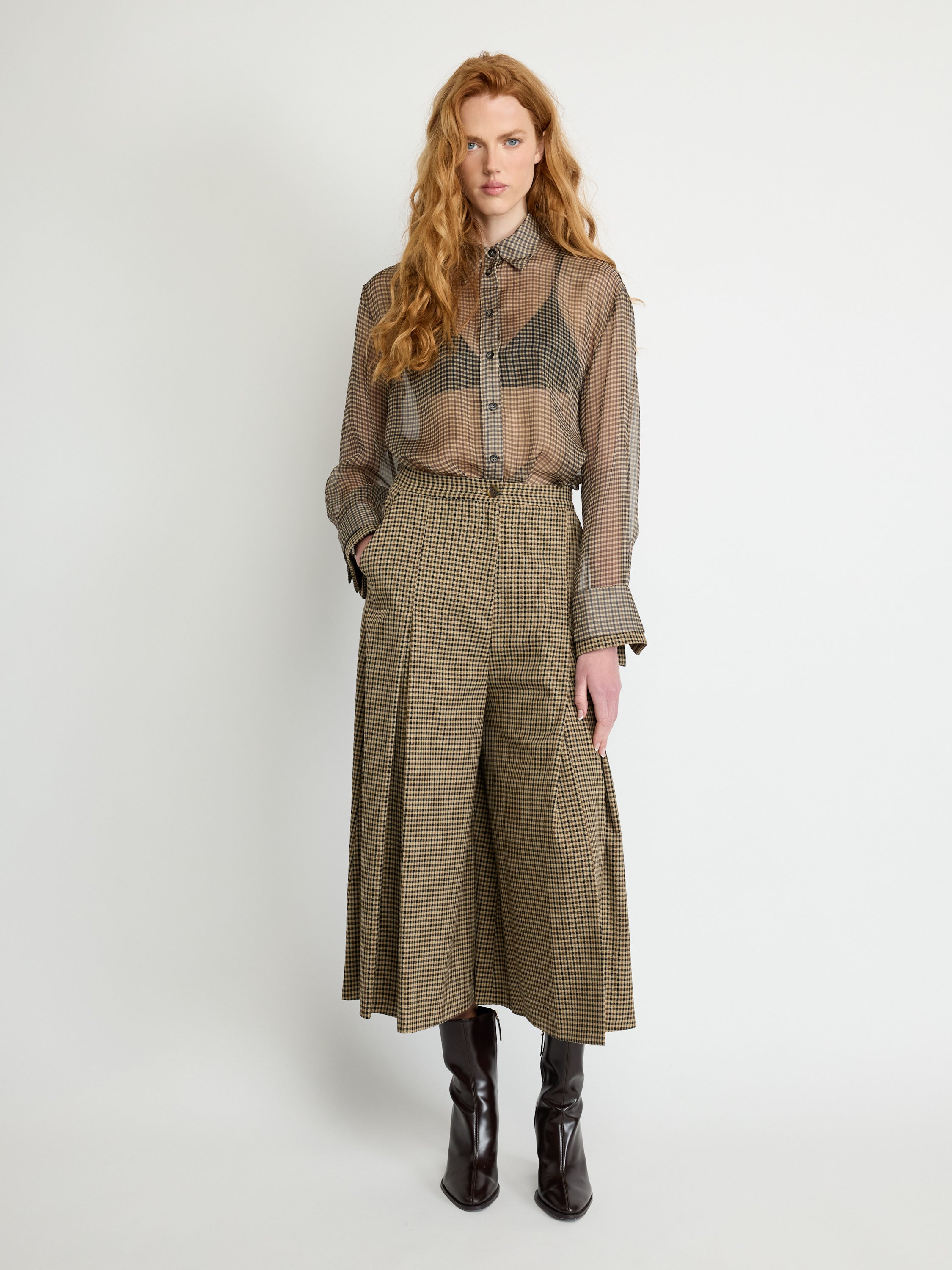 Sheer Checked Blouse