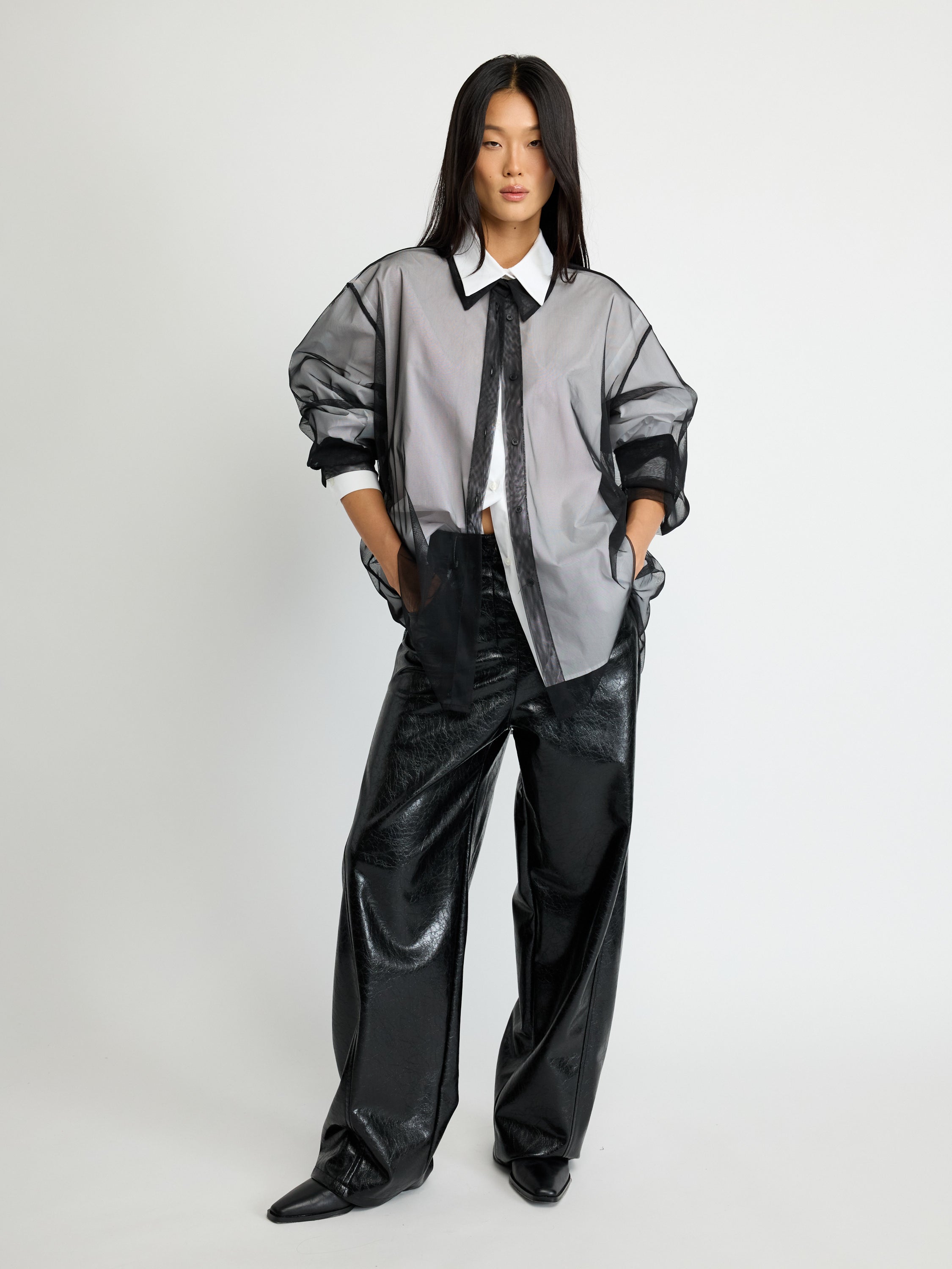 Contrast Sheer Shirt