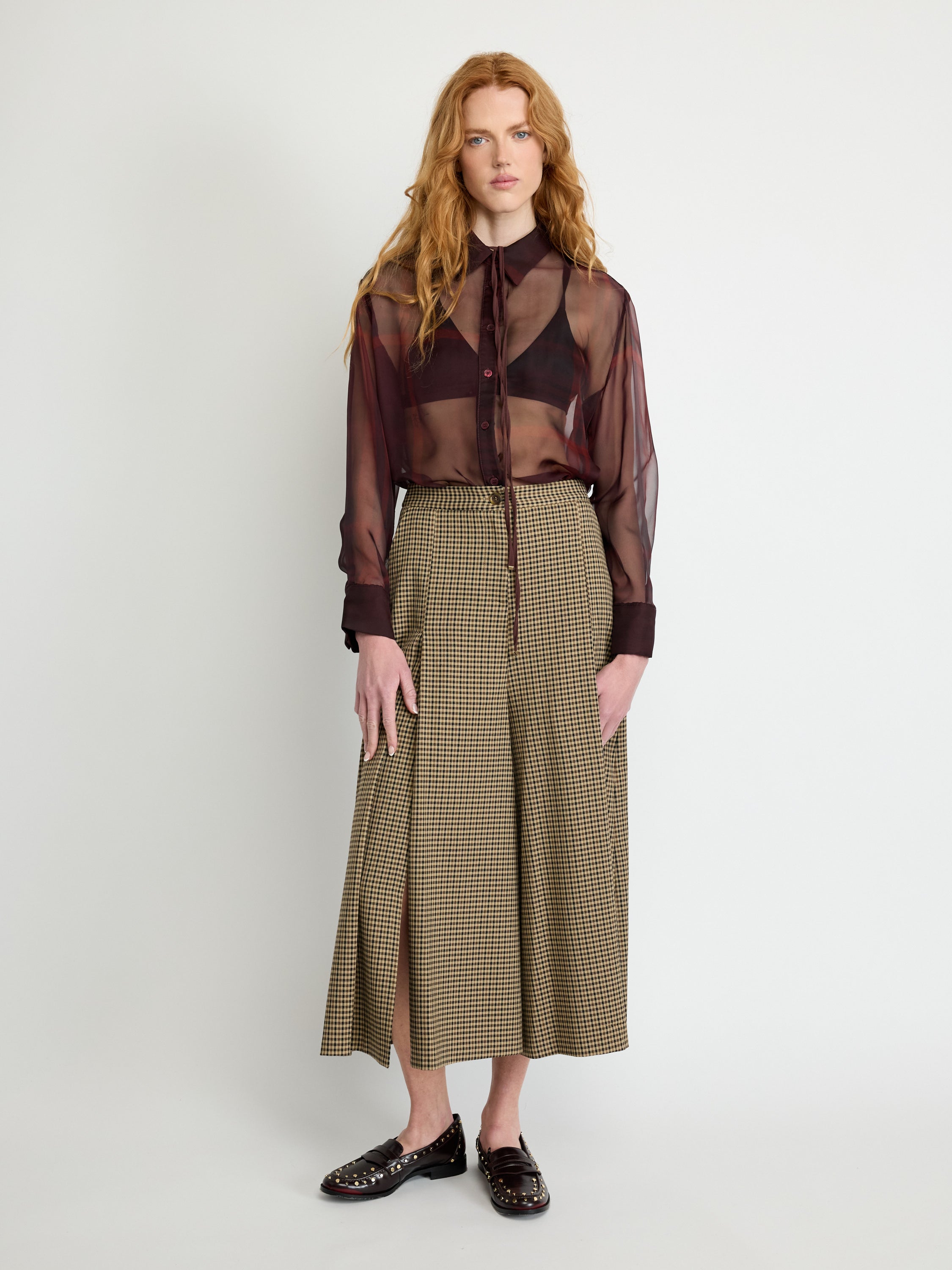 Sheer Burgundy Blouse