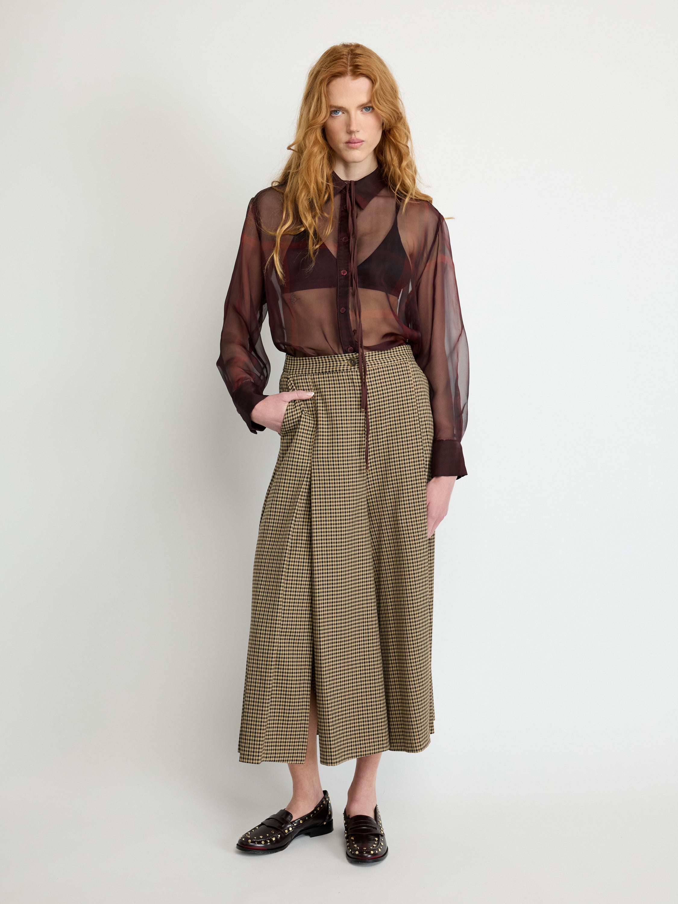 Checked Wide-Leg Trousers