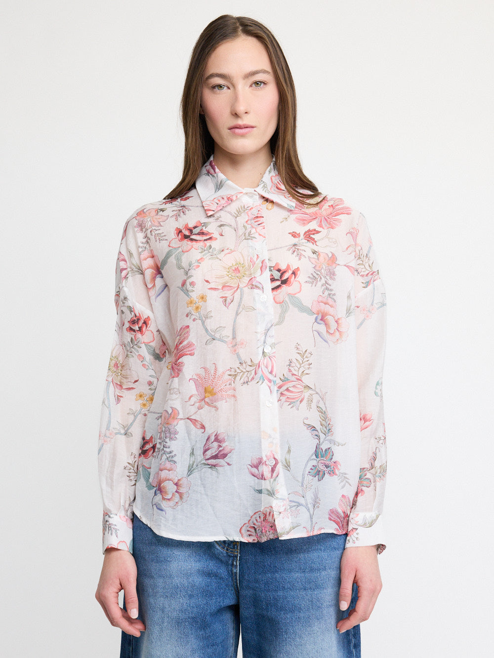 Chemise transparente à imprimé floral