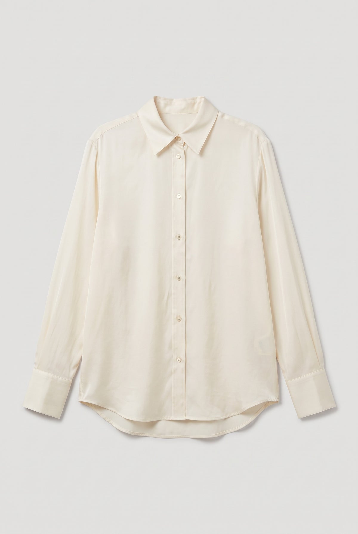 Cream Satin Button-Up - Cream - flat lay