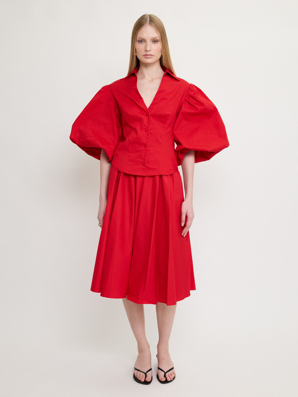 Chemise bouffante rouge