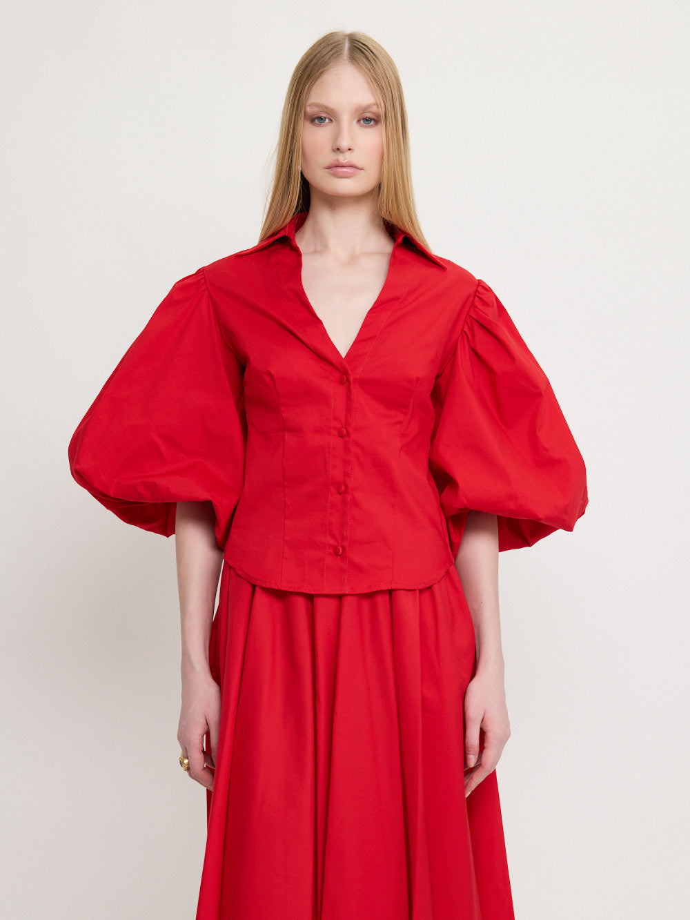 Chemise bouffante rouge