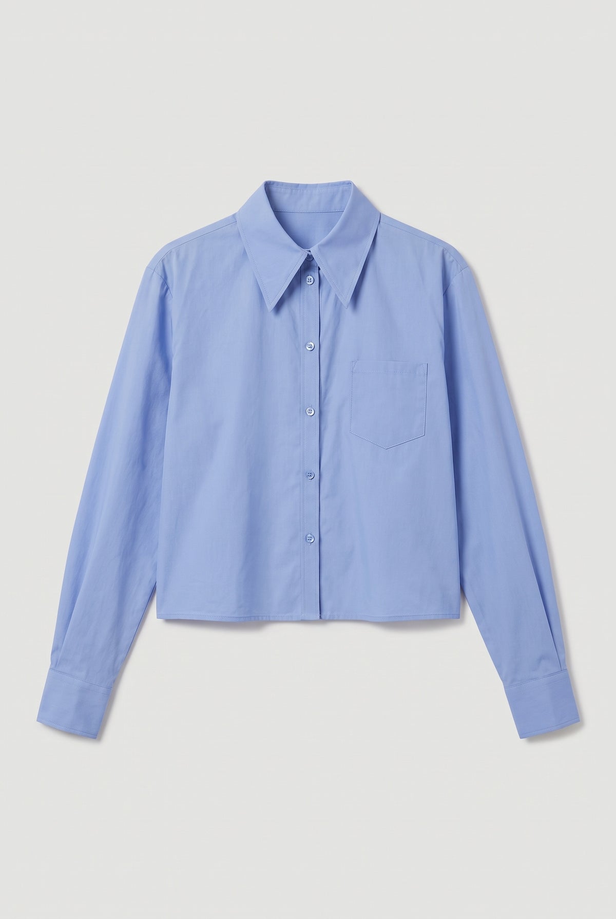 Cropped poplin shirt - Blue - flat lay