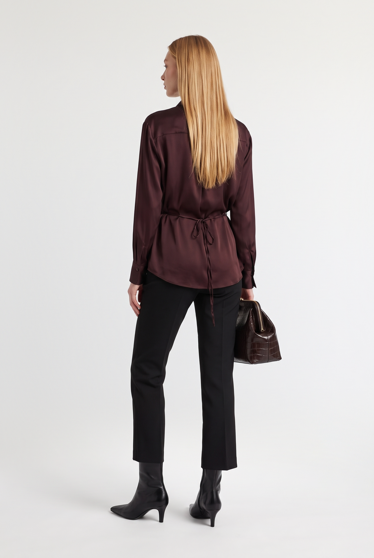 Chain Detail Shirt - Burgundy - back view