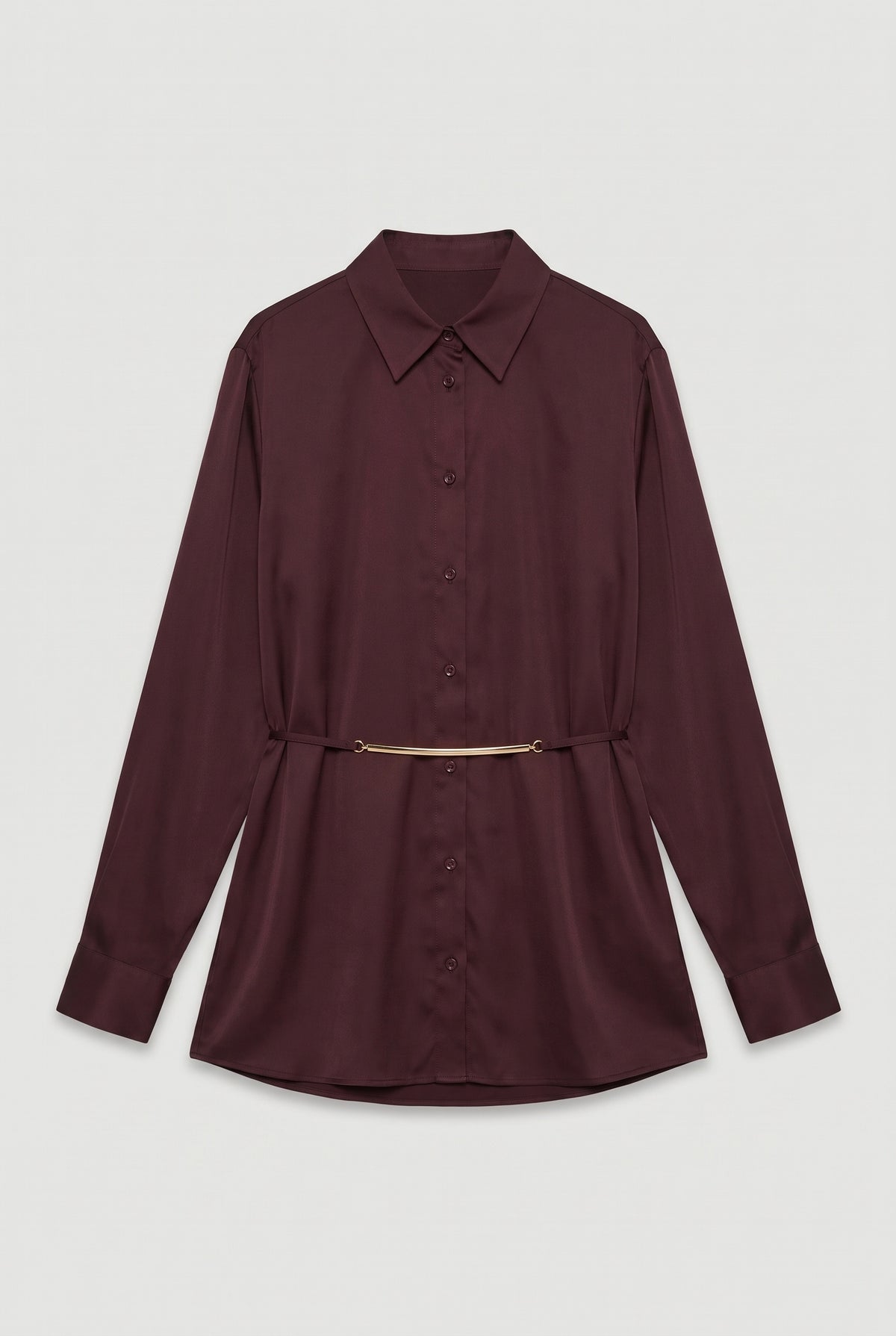 Chain Detail Shirt - Burgundy - flat lay