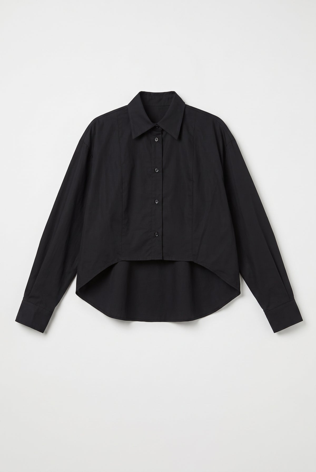 Crooped-Front Shirt - Black - flat lay