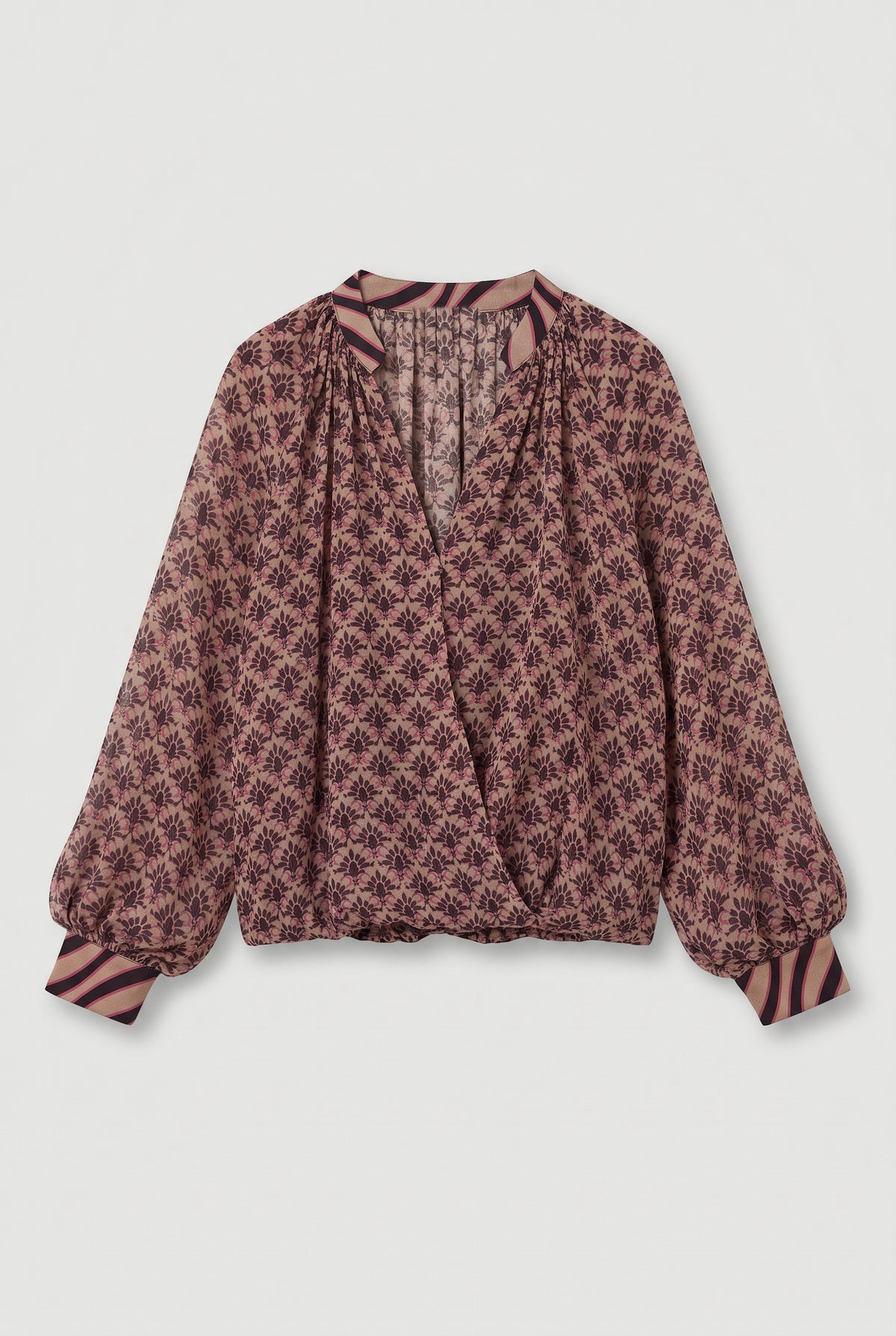 Floral-Print Blouse - Beige/Pink - flat lay