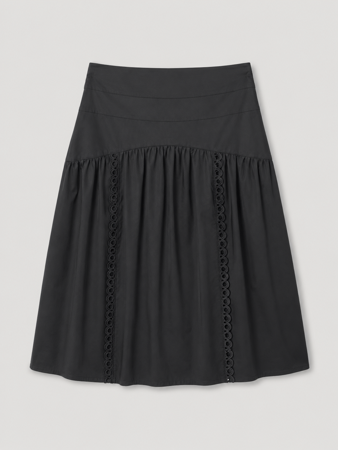 Lace-Trim Midi Skirt