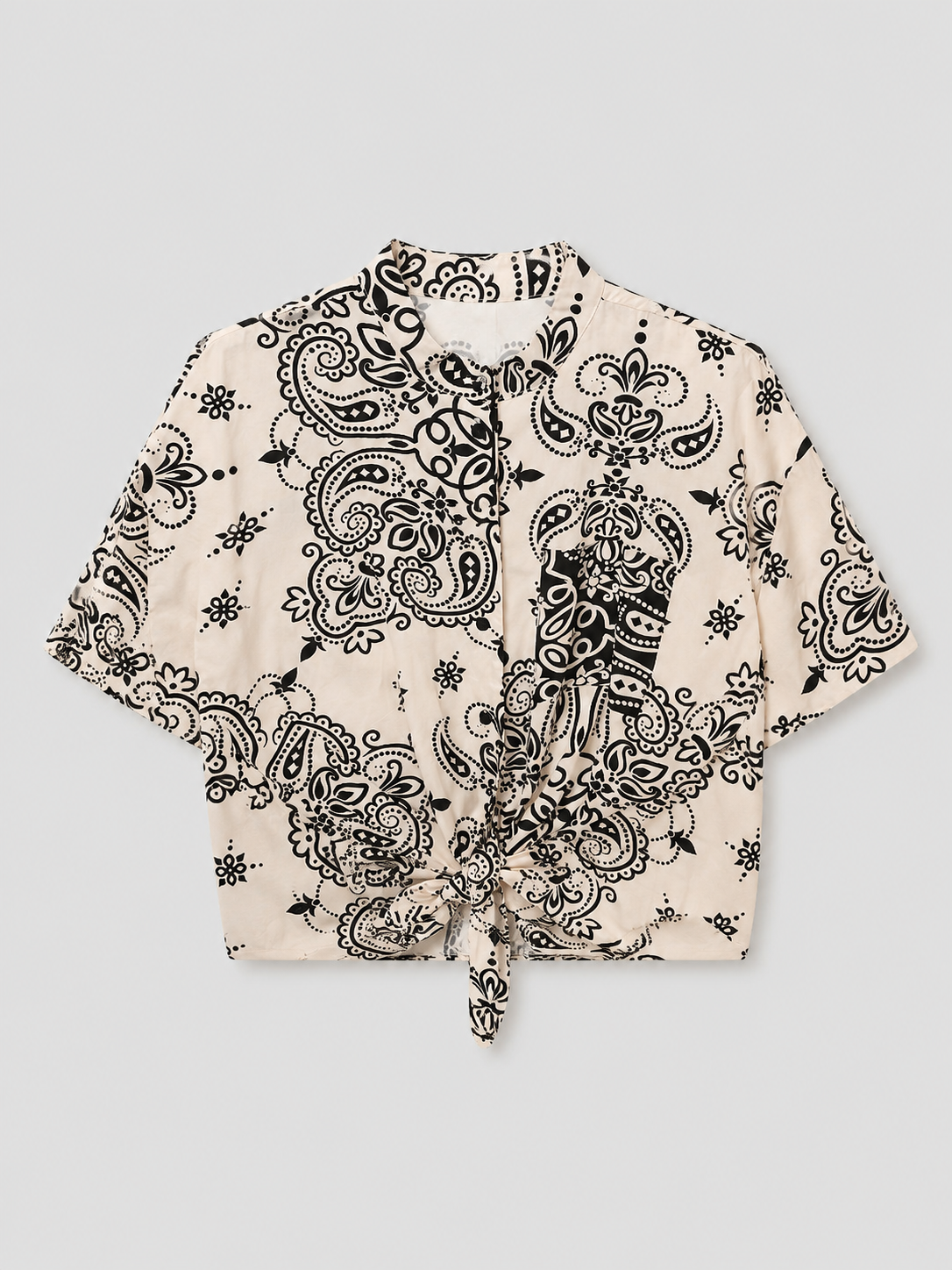 Paisley Tie Front Blouse