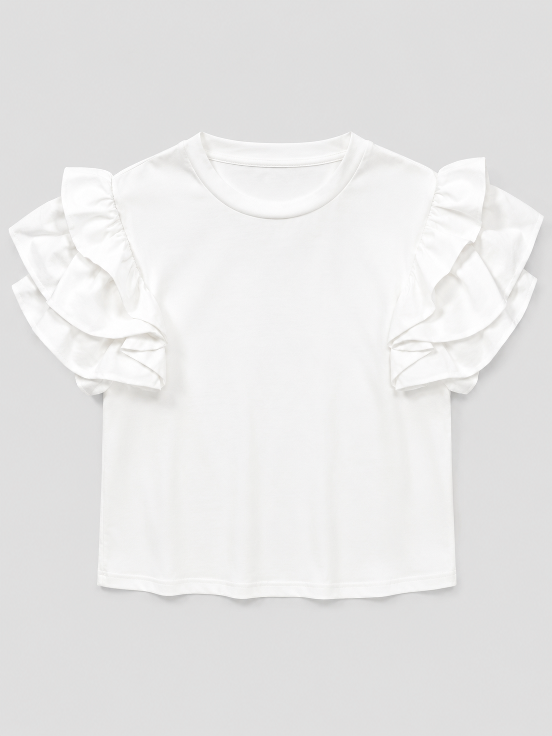 White Ruffle Sleeve Top