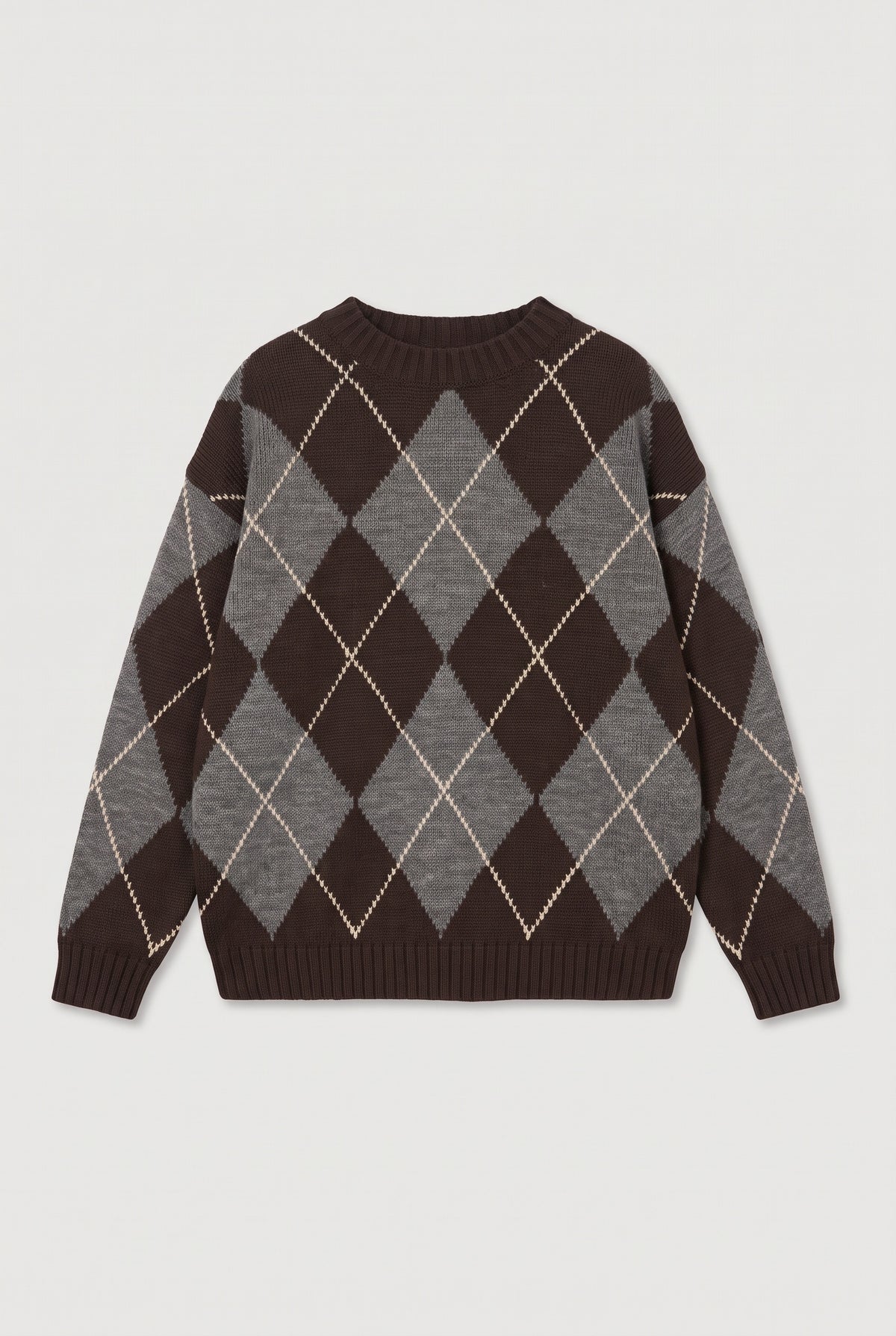 Argyle sweater - Brown/Grey - flat lay
