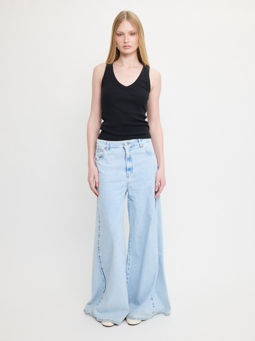 Jeans larges délavés