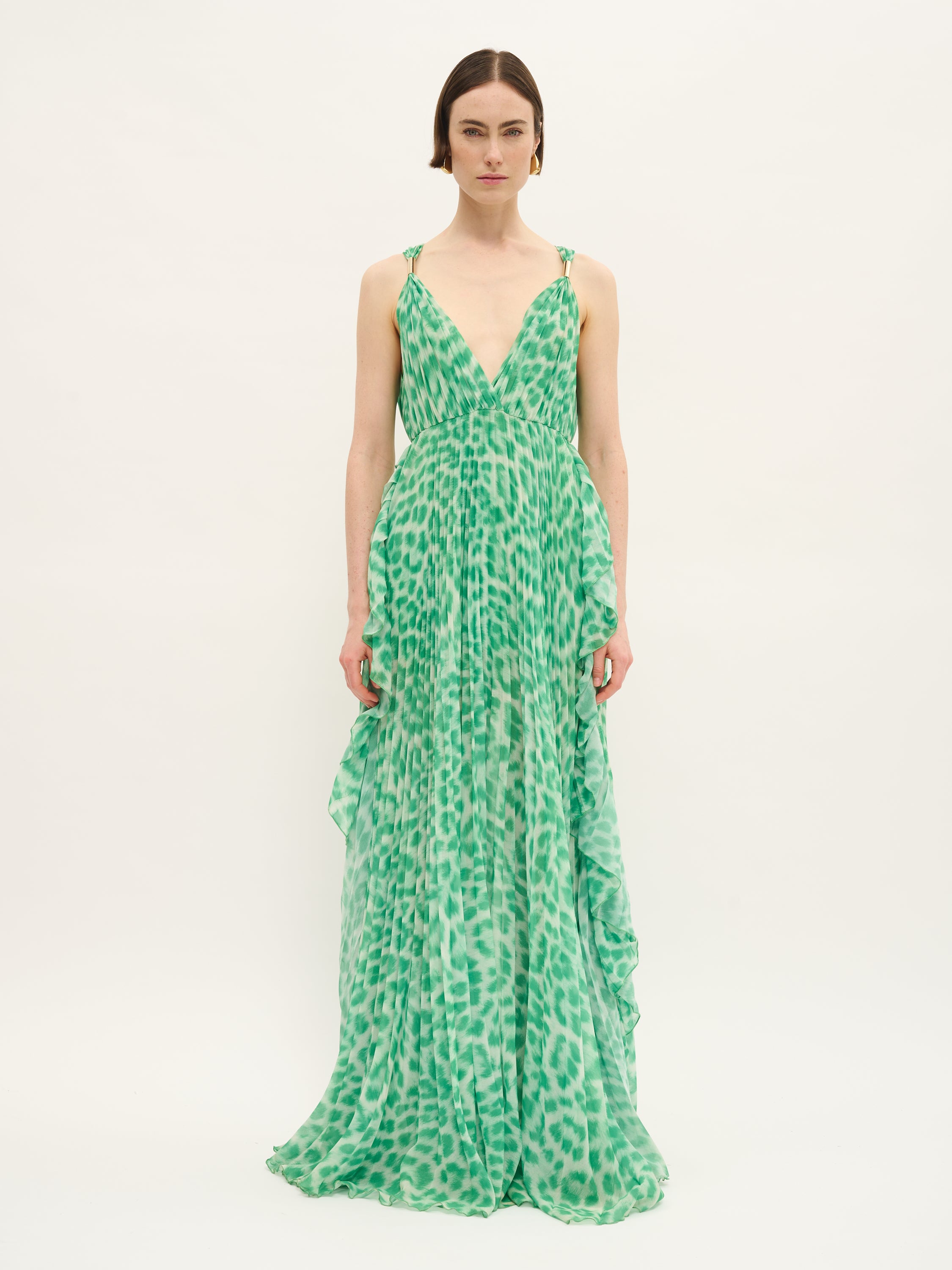 Robe à volants imprimé léopard