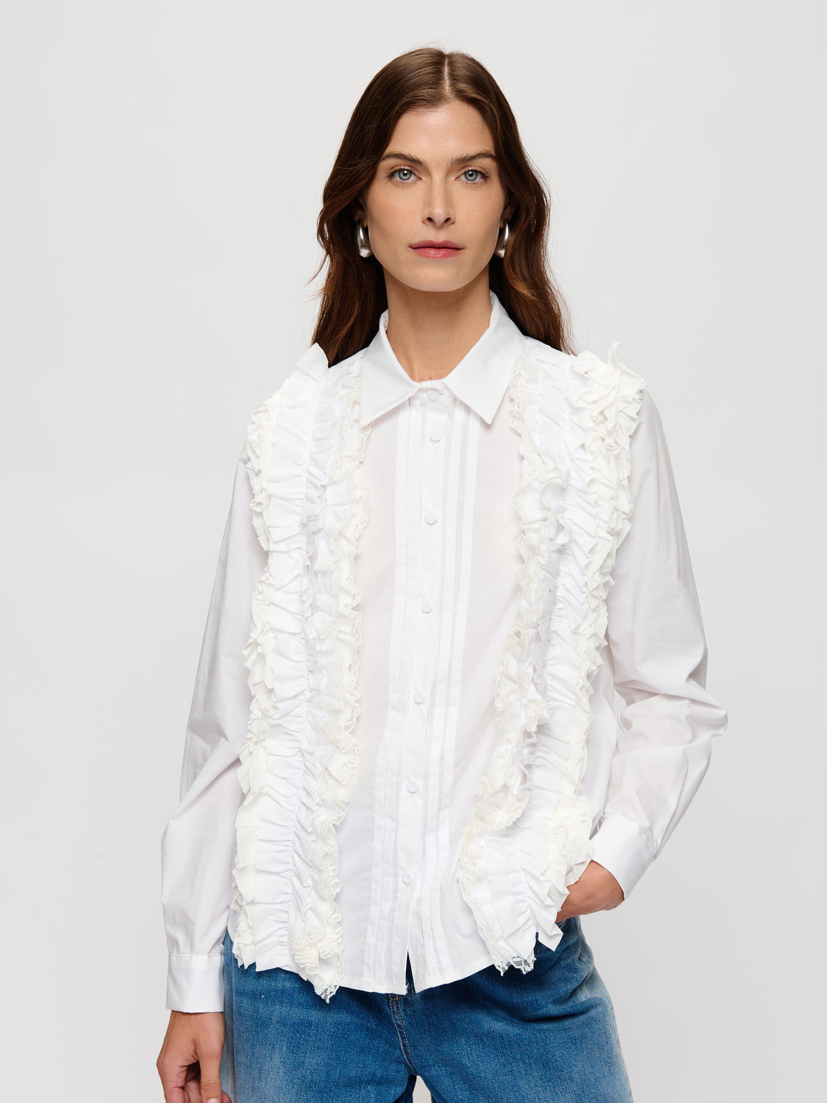 Ruffled Button Up Blouse