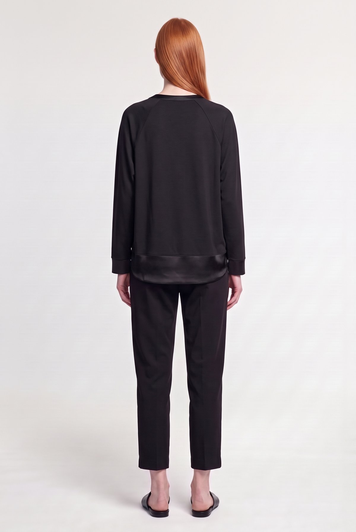 Mixed-Fabric Top - Black - back view
