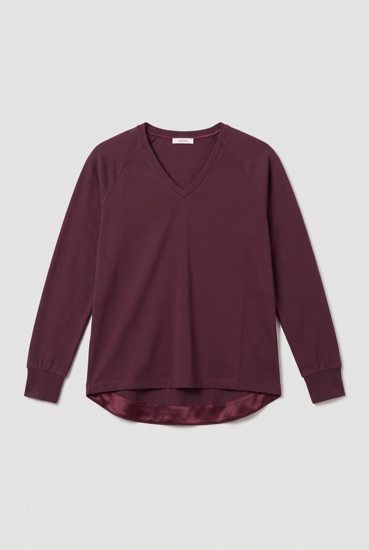 Mixed-Fabric Top - Burgundy - flat lay