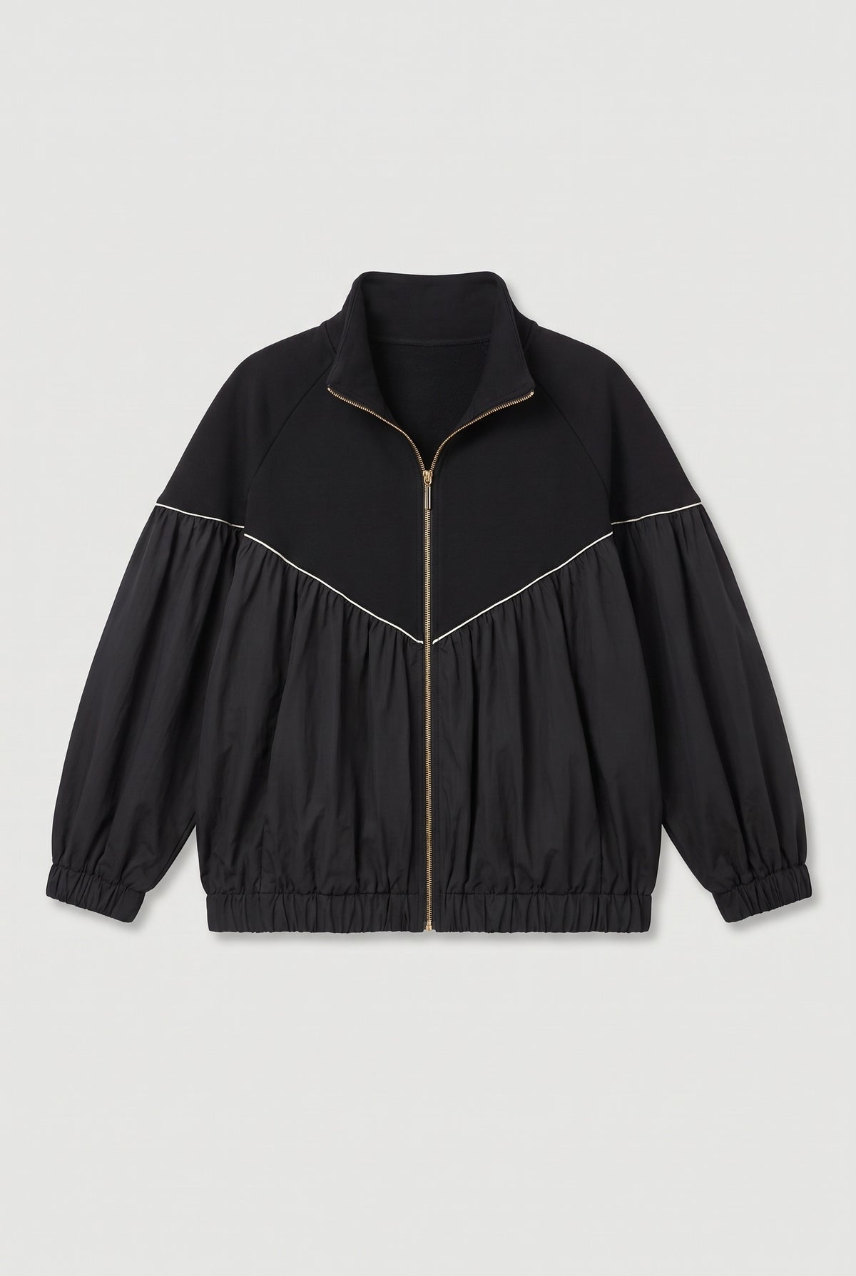Black Contrast Piping Jacket - Black - flat lay